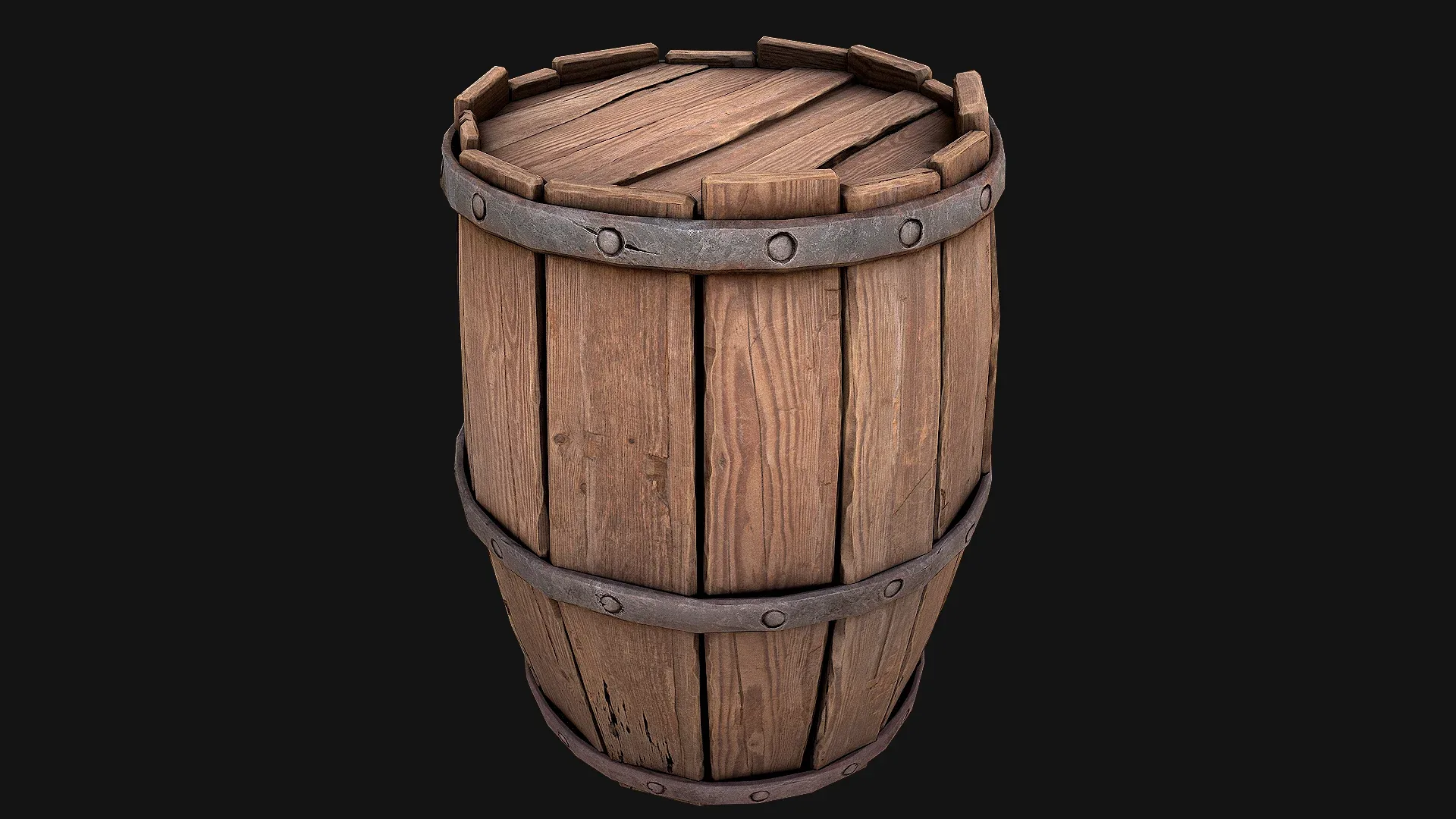 Medieval Wooden Barrel FlippedNormals