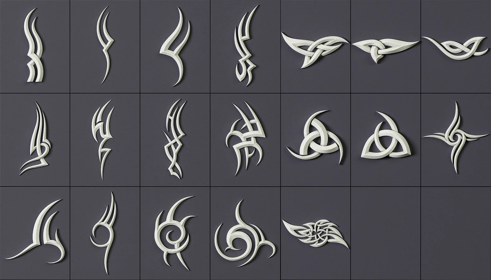 100 Tribal Ornament Brushes Alphas and 3D Models