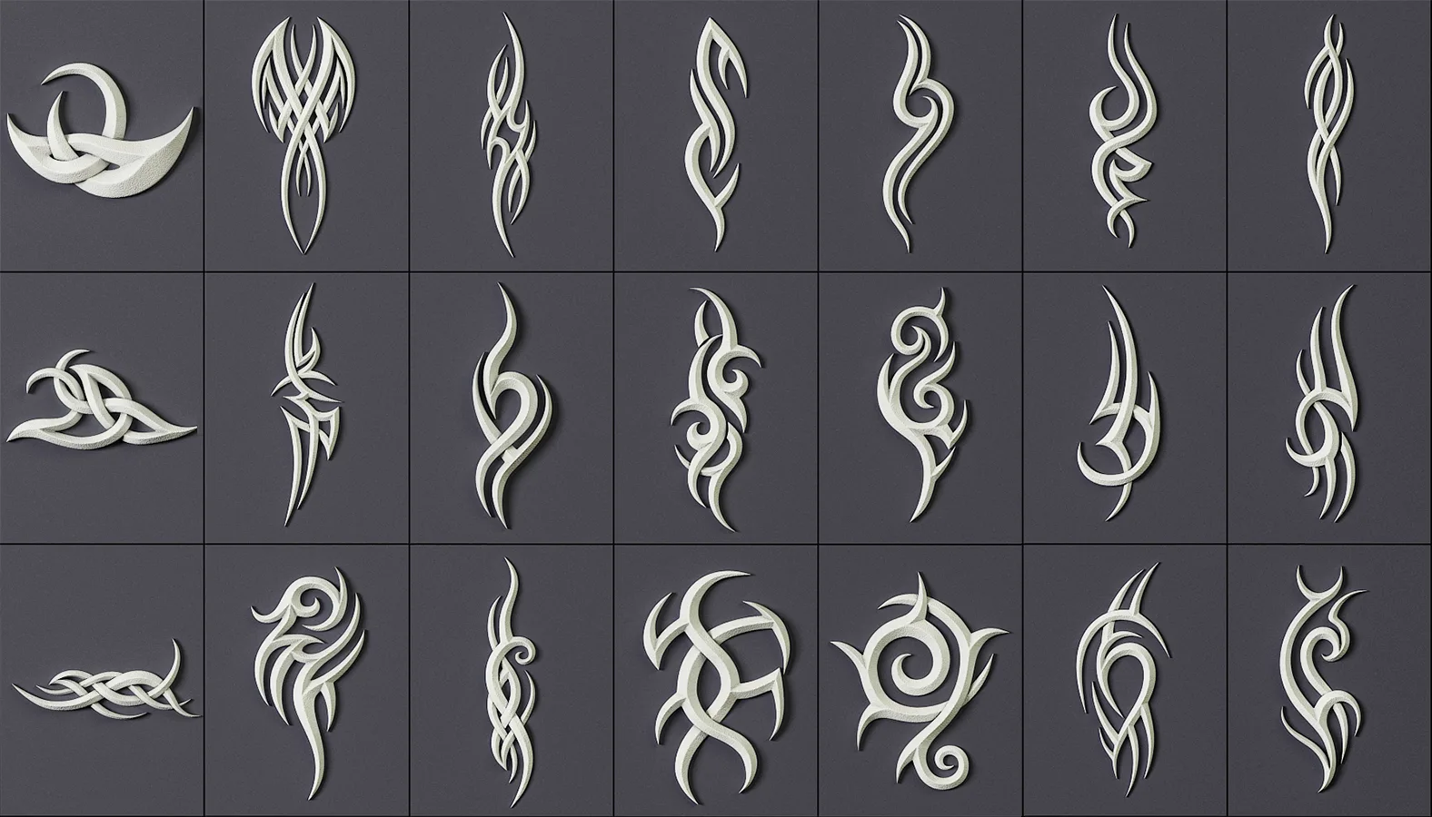 100 Tribal Ornament Brushes Alphas and 3D Models