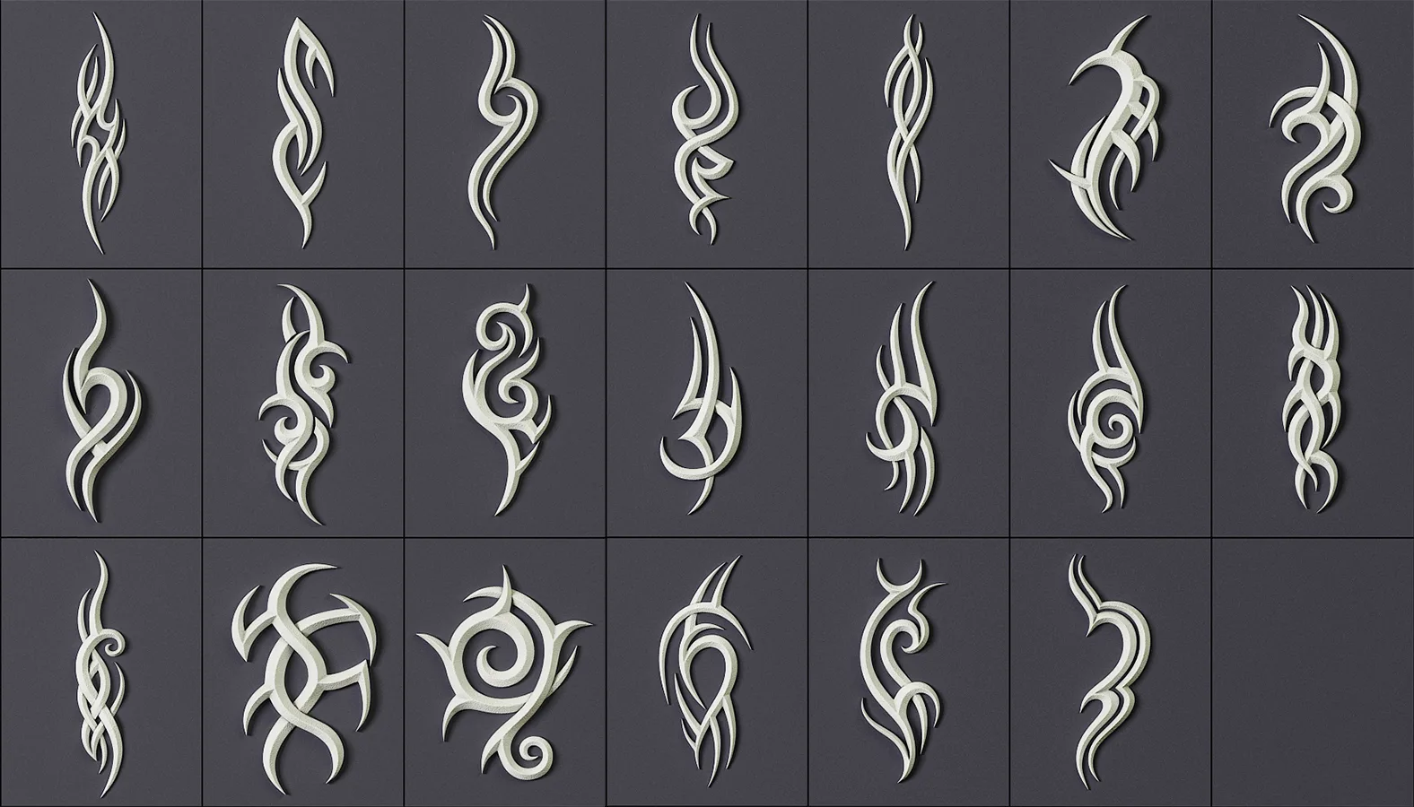 100 Tribal Ornament Brushes Alphas and 3D Models