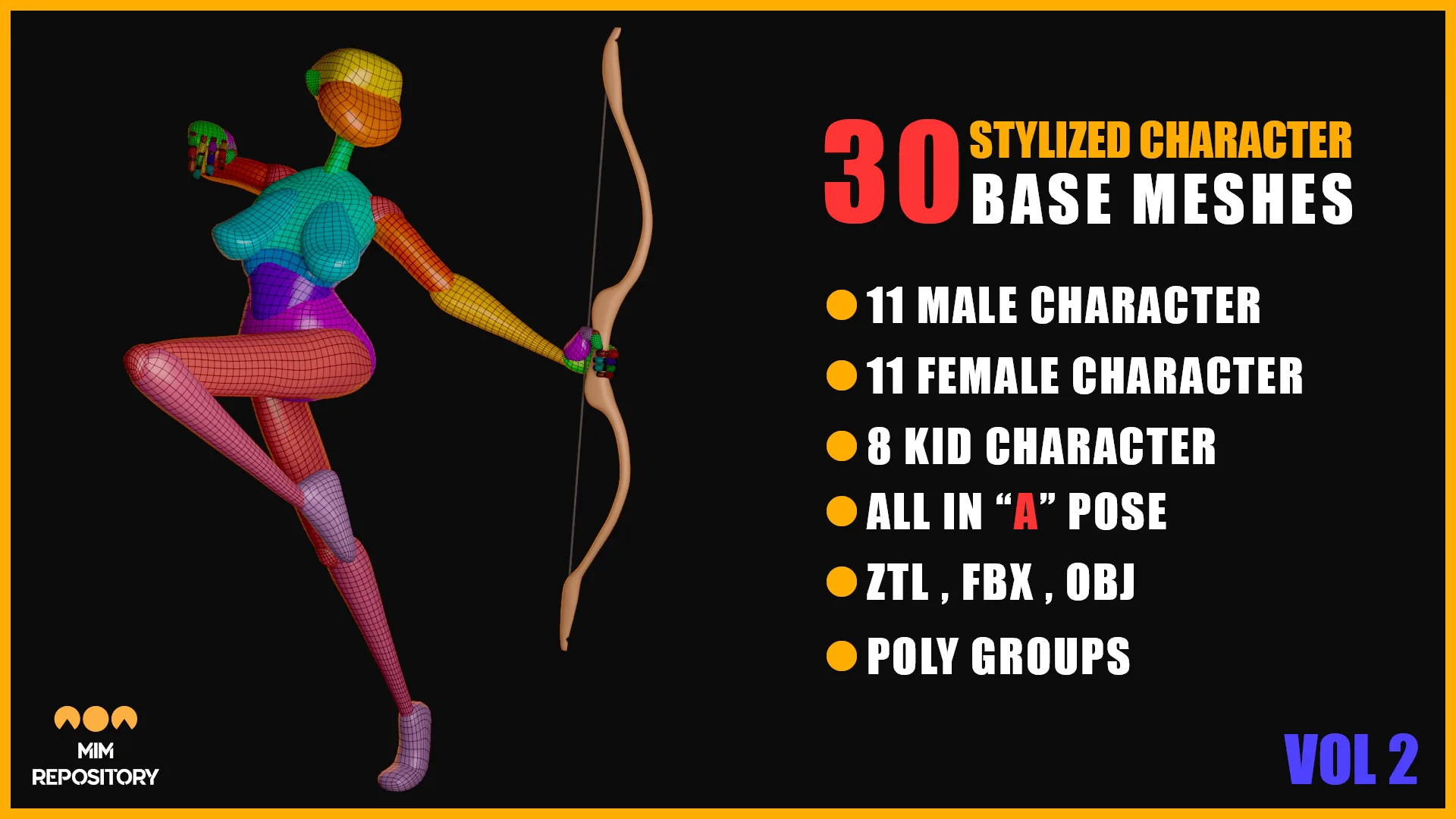 30 stylized character Base Meshes _ vol2