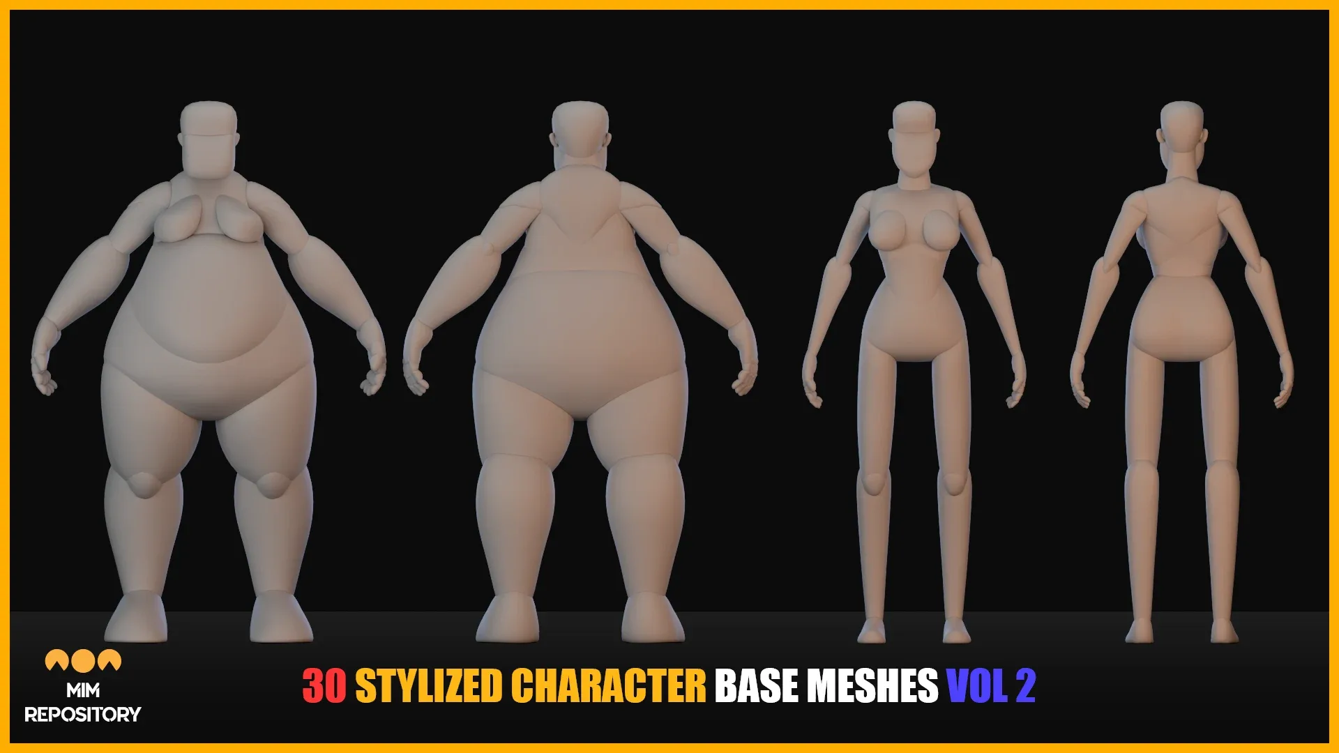 30 stylized character Base Meshes _ vol2