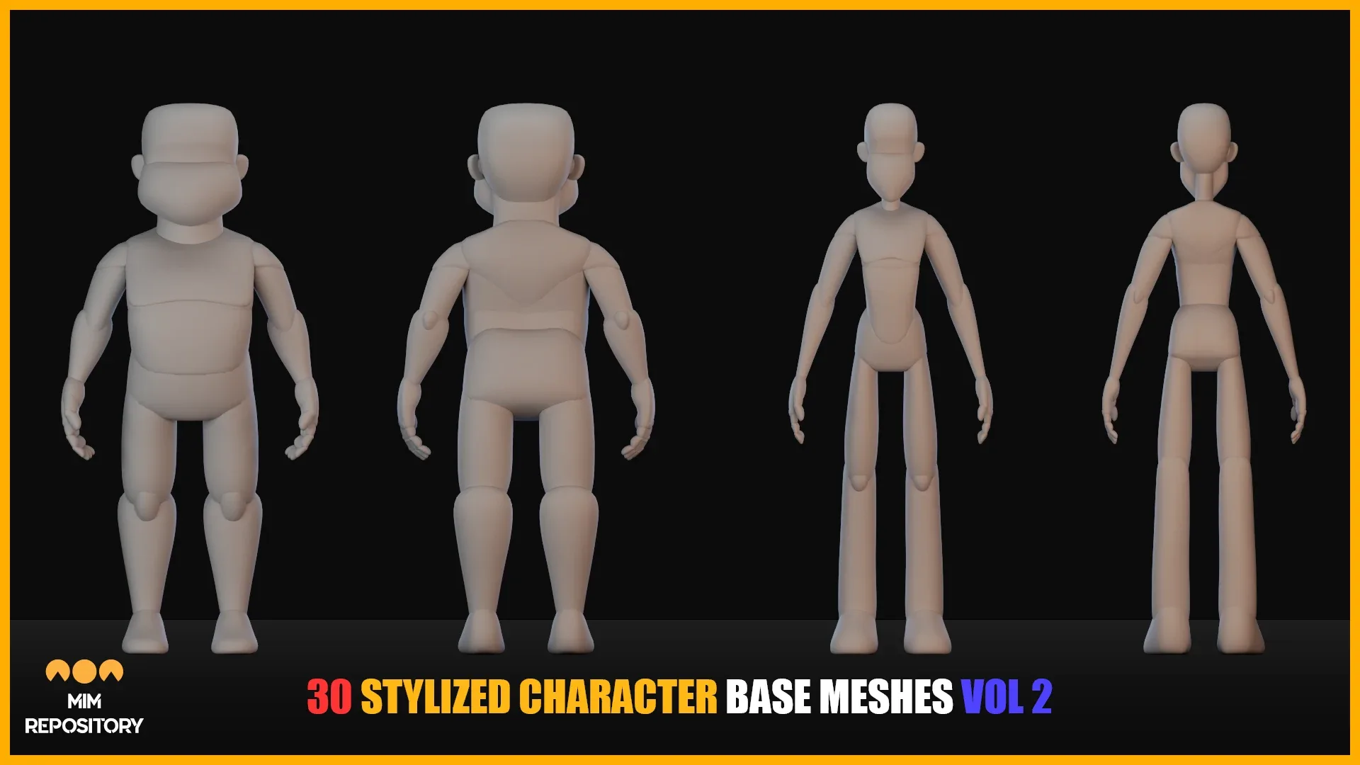 30 stylized character Base Meshes _ vol2