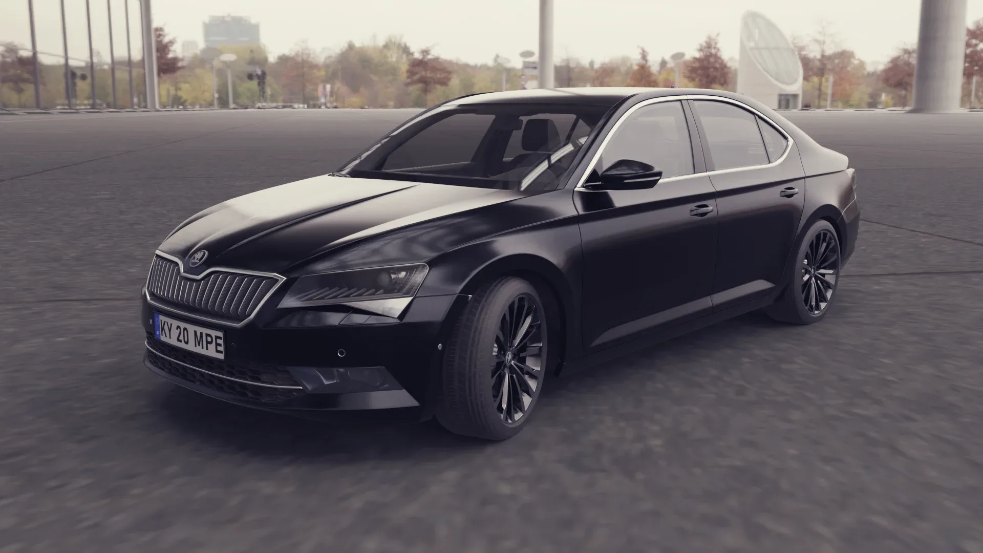 Black car skoda superb model