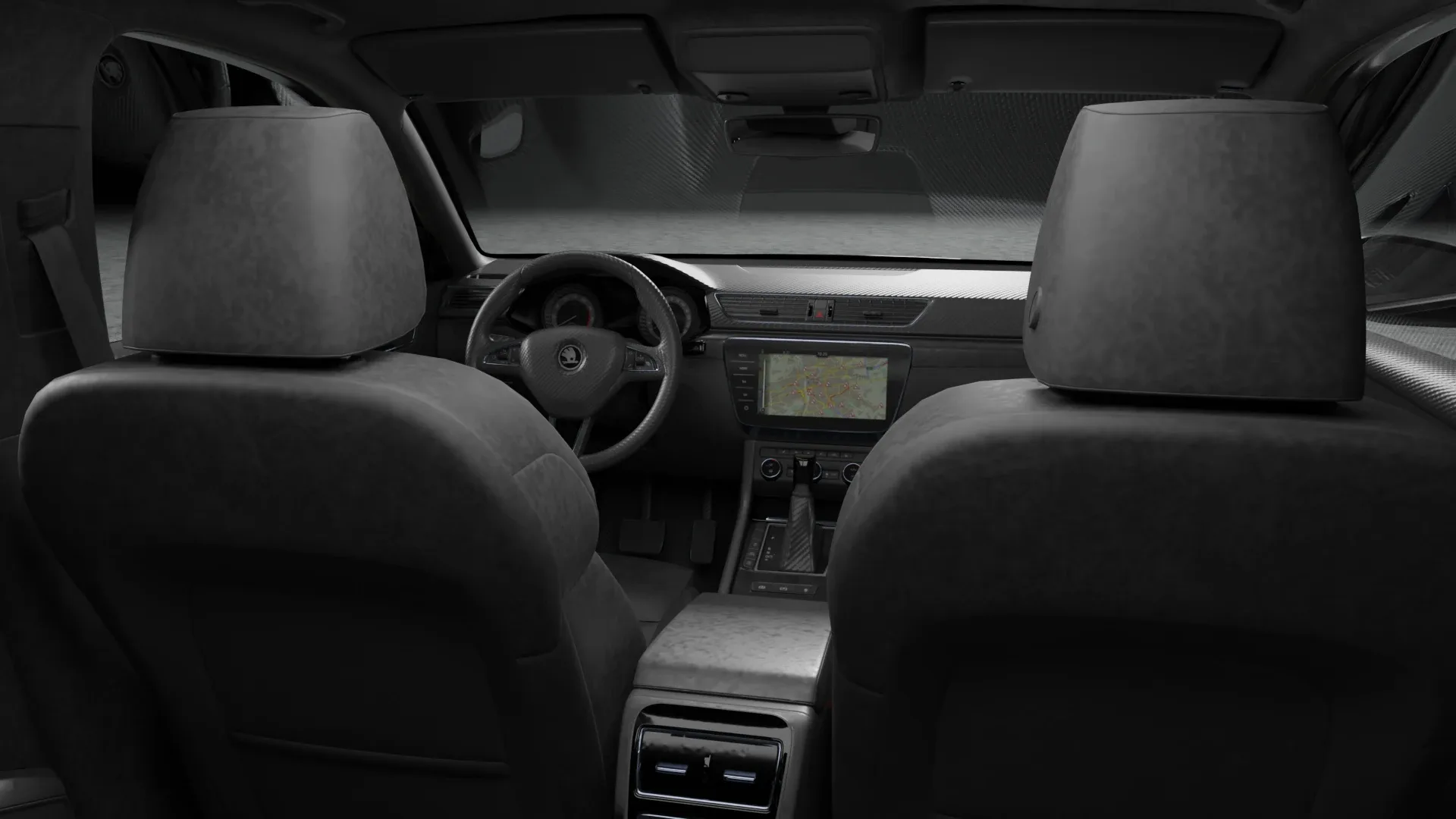 Black car skoda superb model