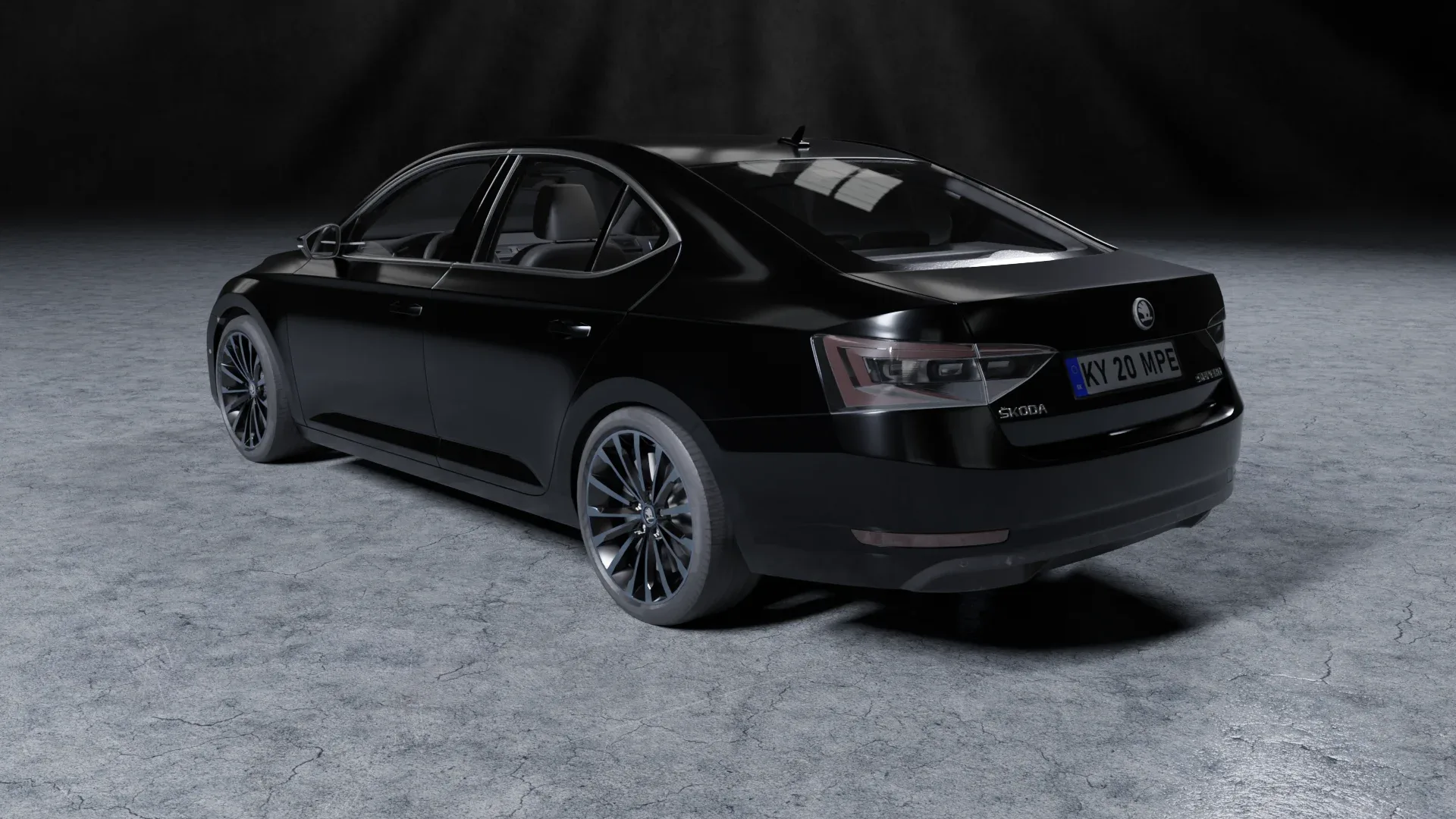 Black car skoda superb model