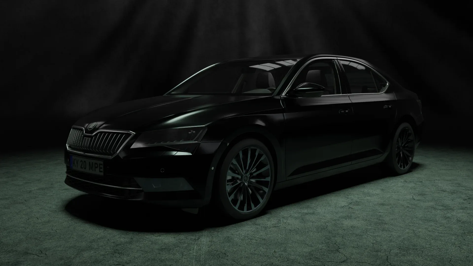 Black car skoda superb model