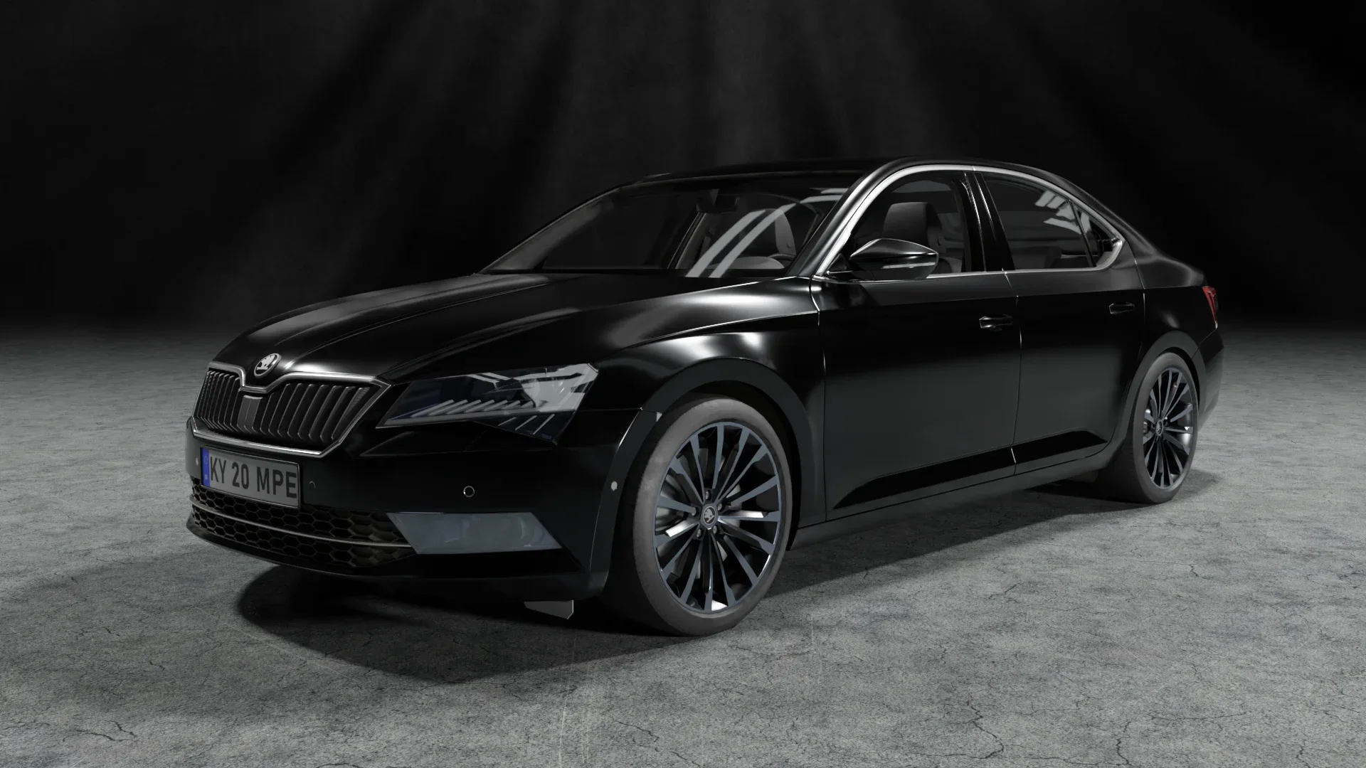 Black car skoda superb model