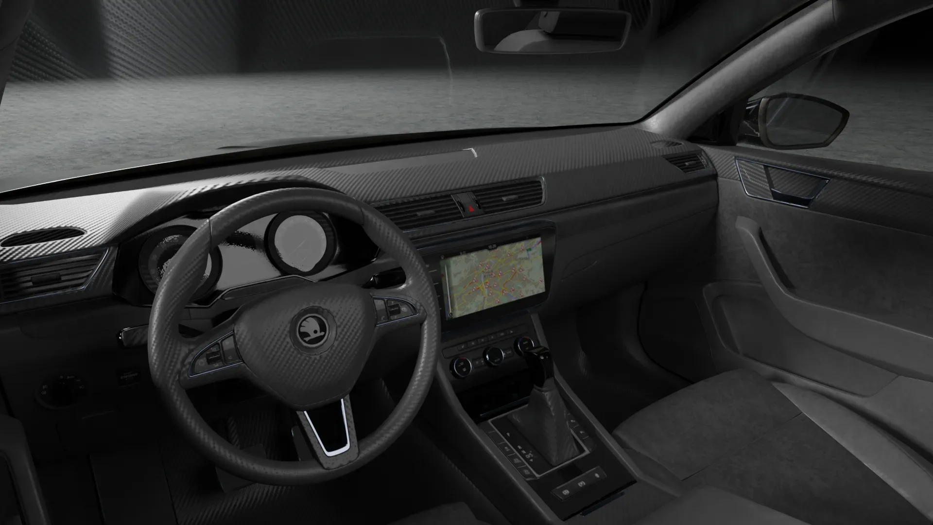 Black car skoda superb model