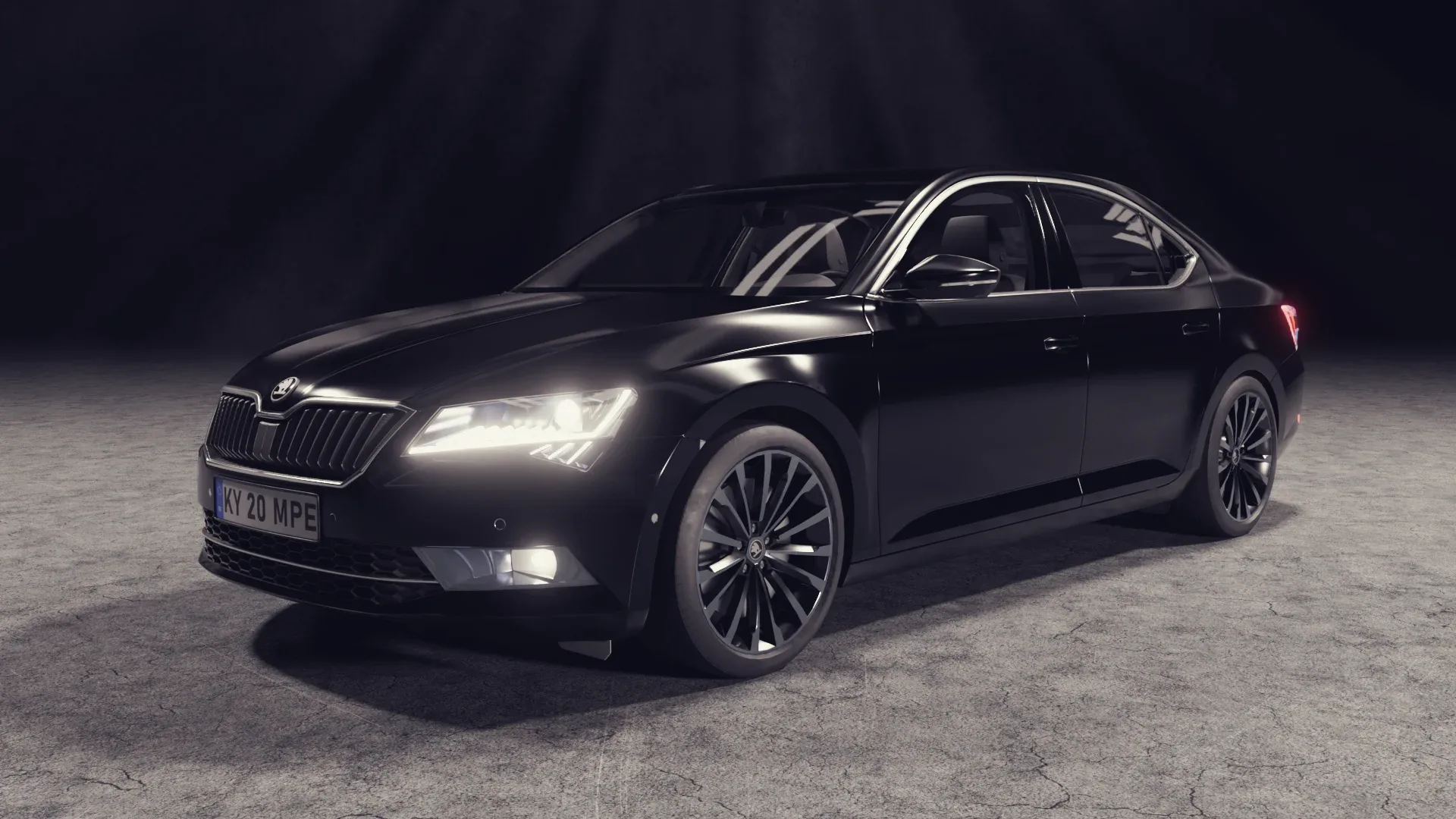 Black car skoda superb model