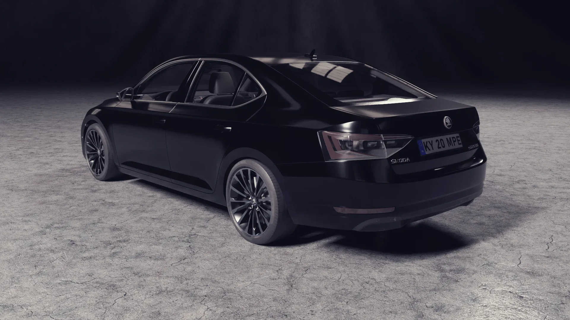 Black car skoda superb model