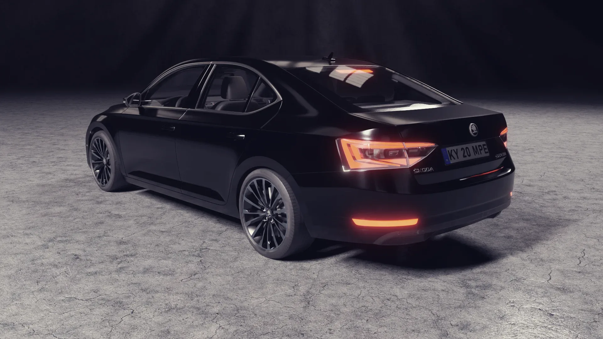 Black car skoda superb model