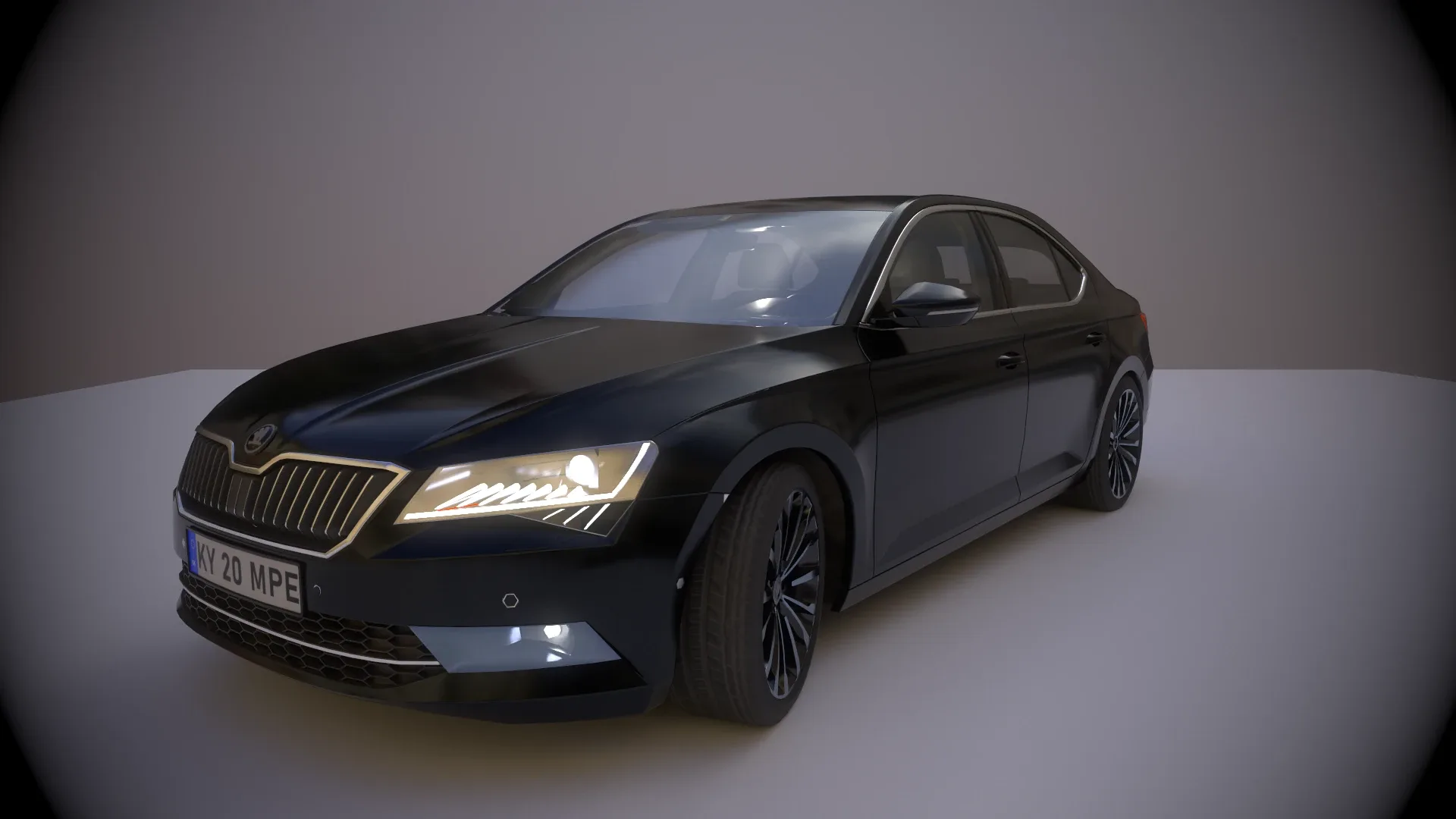 Black car skoda superb model