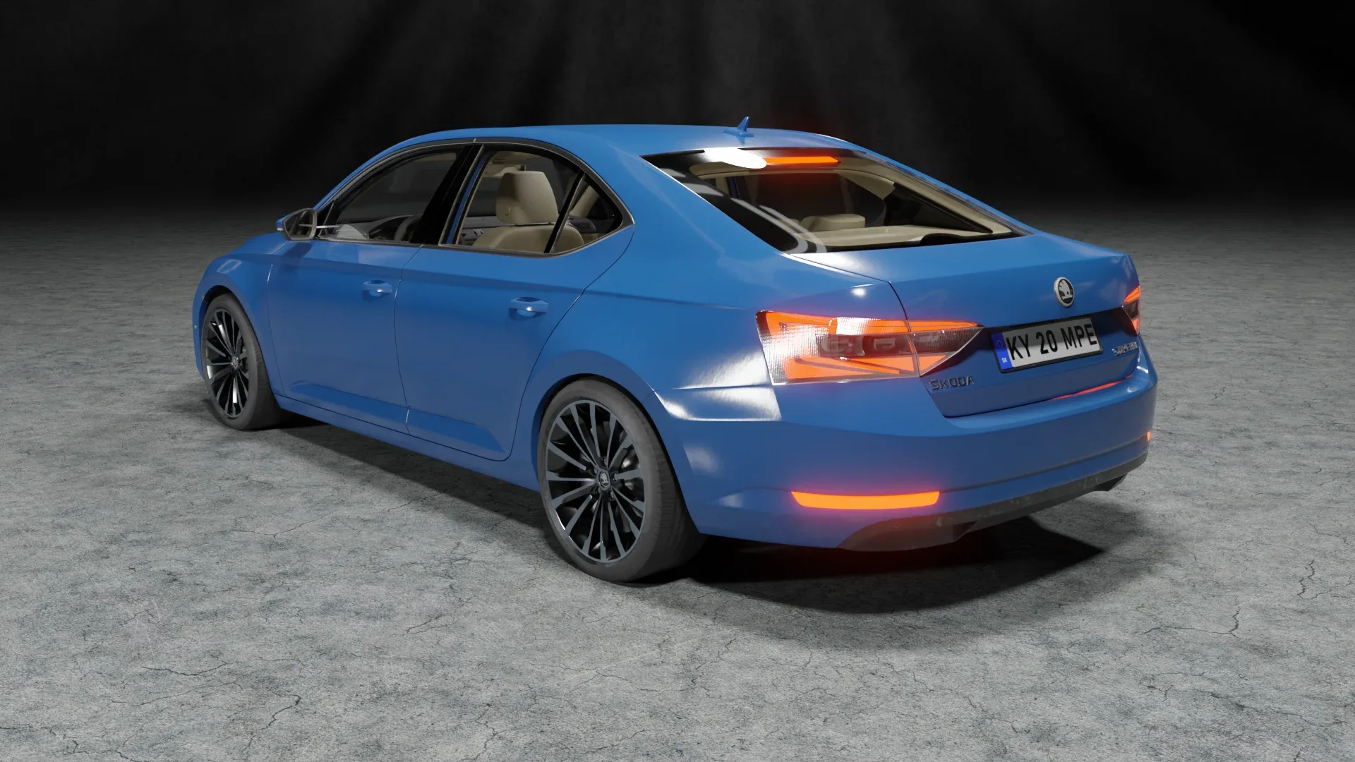 Blue car skoda superb