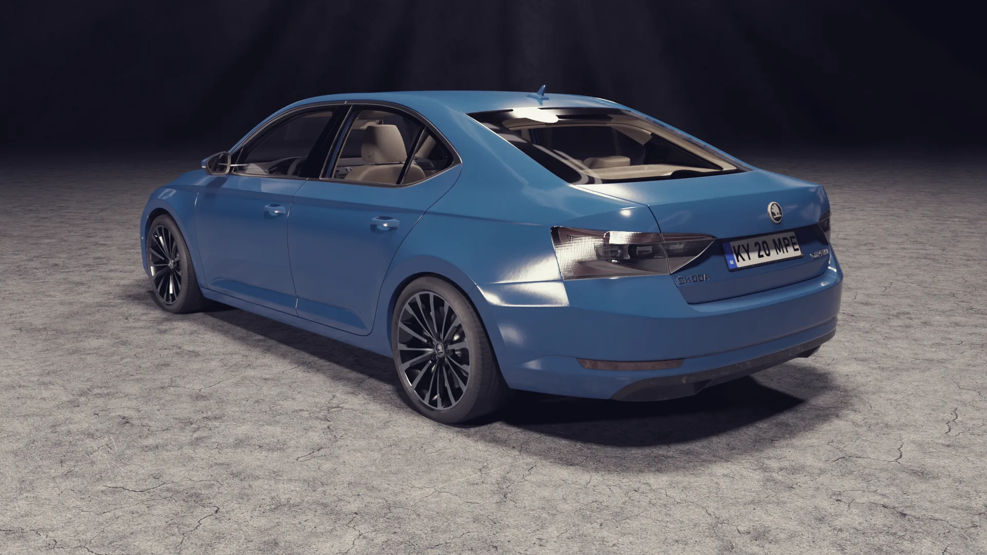 Blue car skoda superb