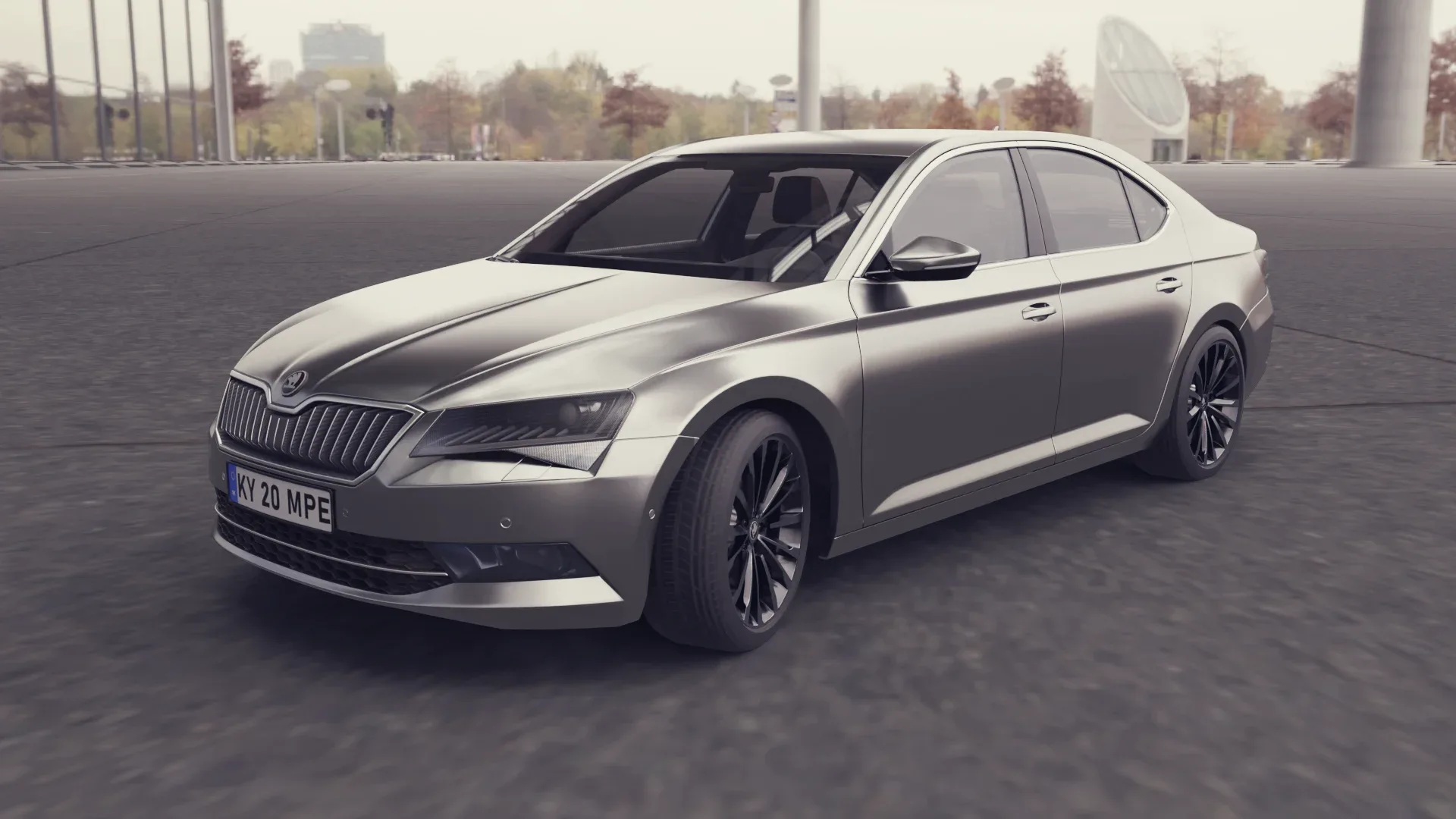 3D gray car skoda superb