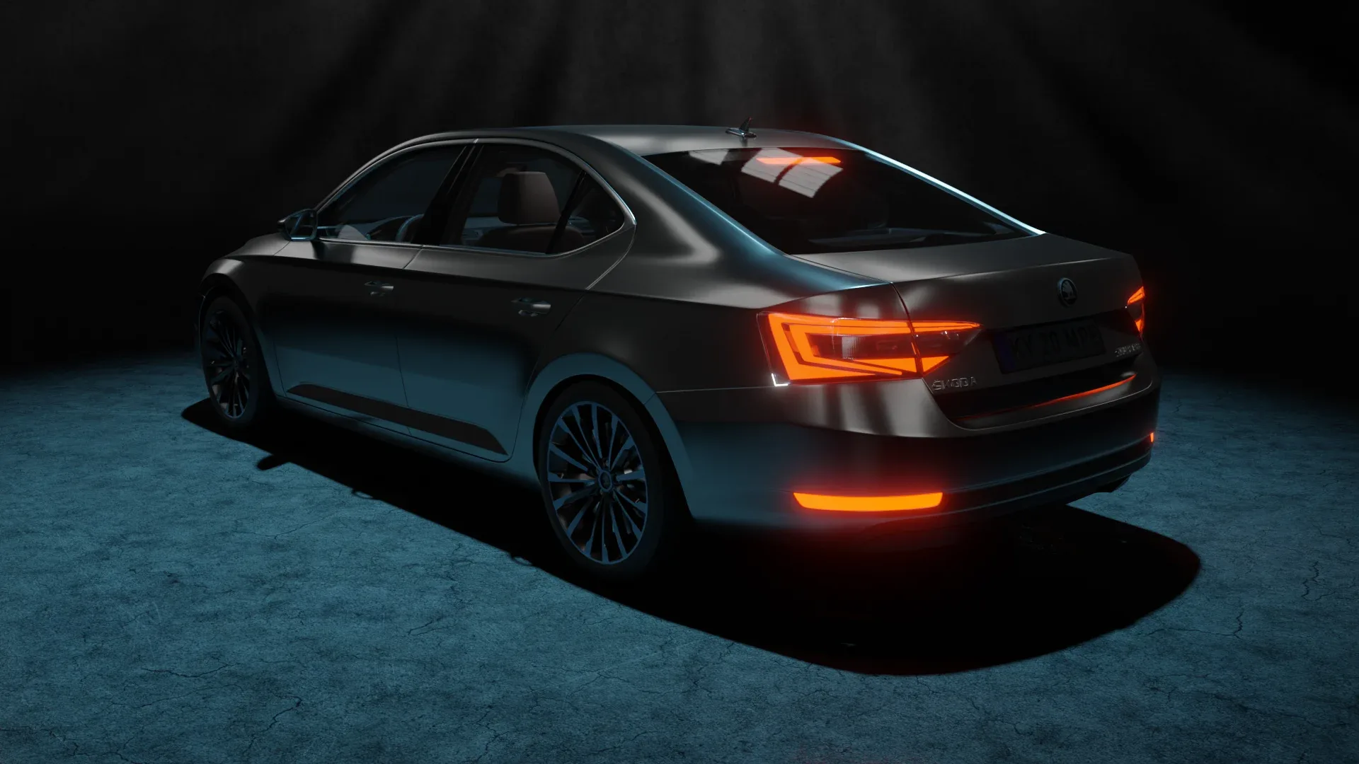 3D gray car skoda superb