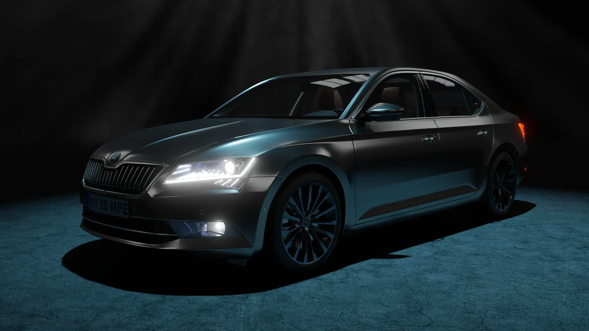 3D gray car skoda superb