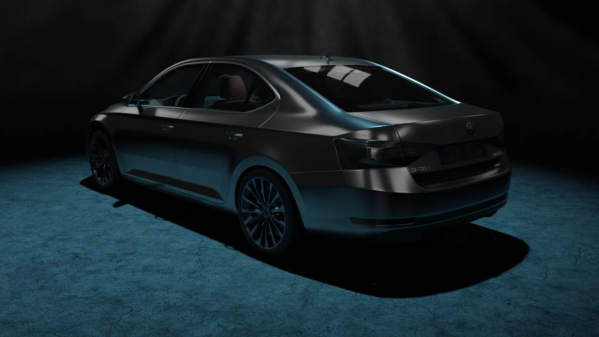 3D gray car skoda superb