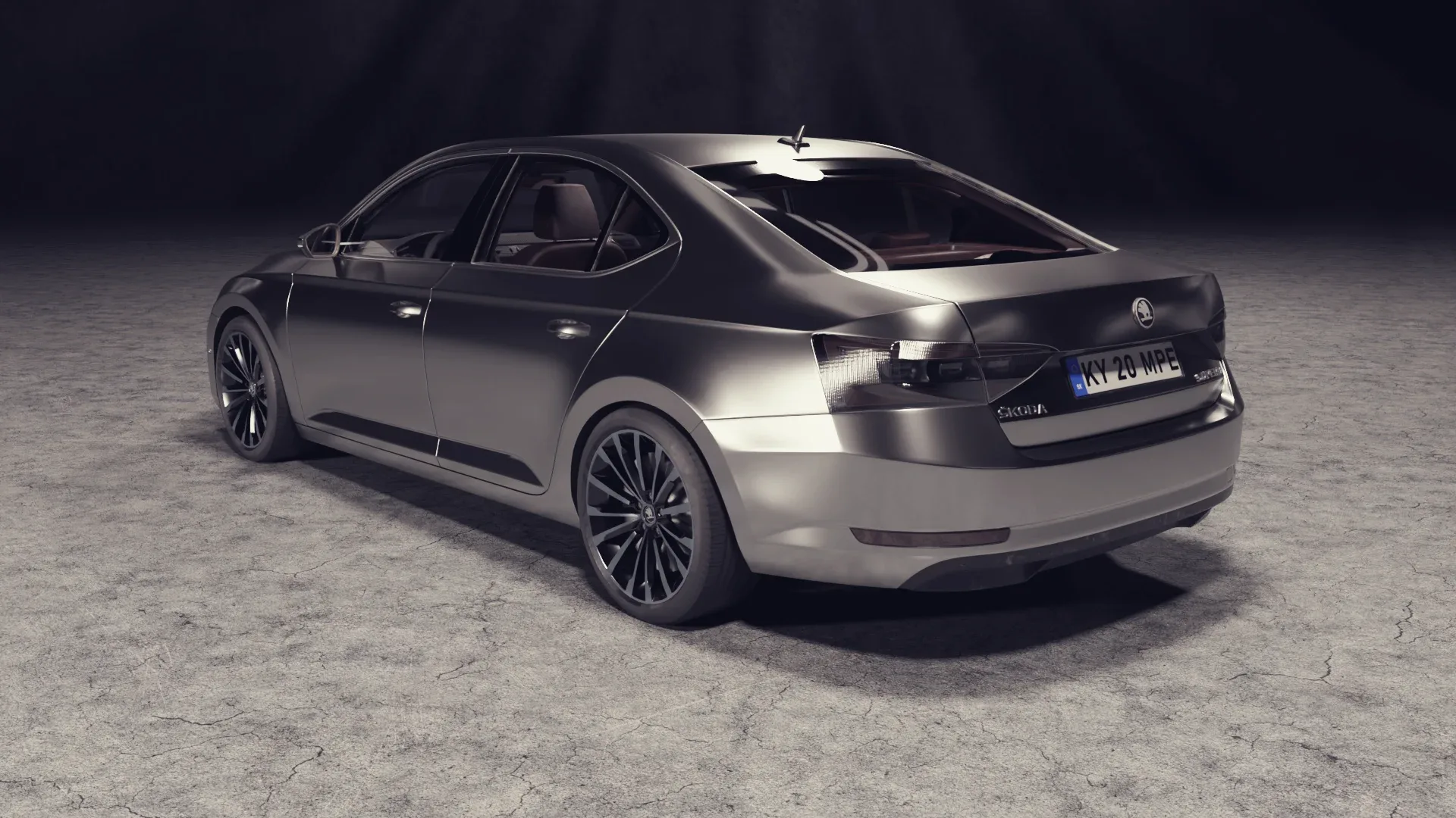 3D gray car skoda superb