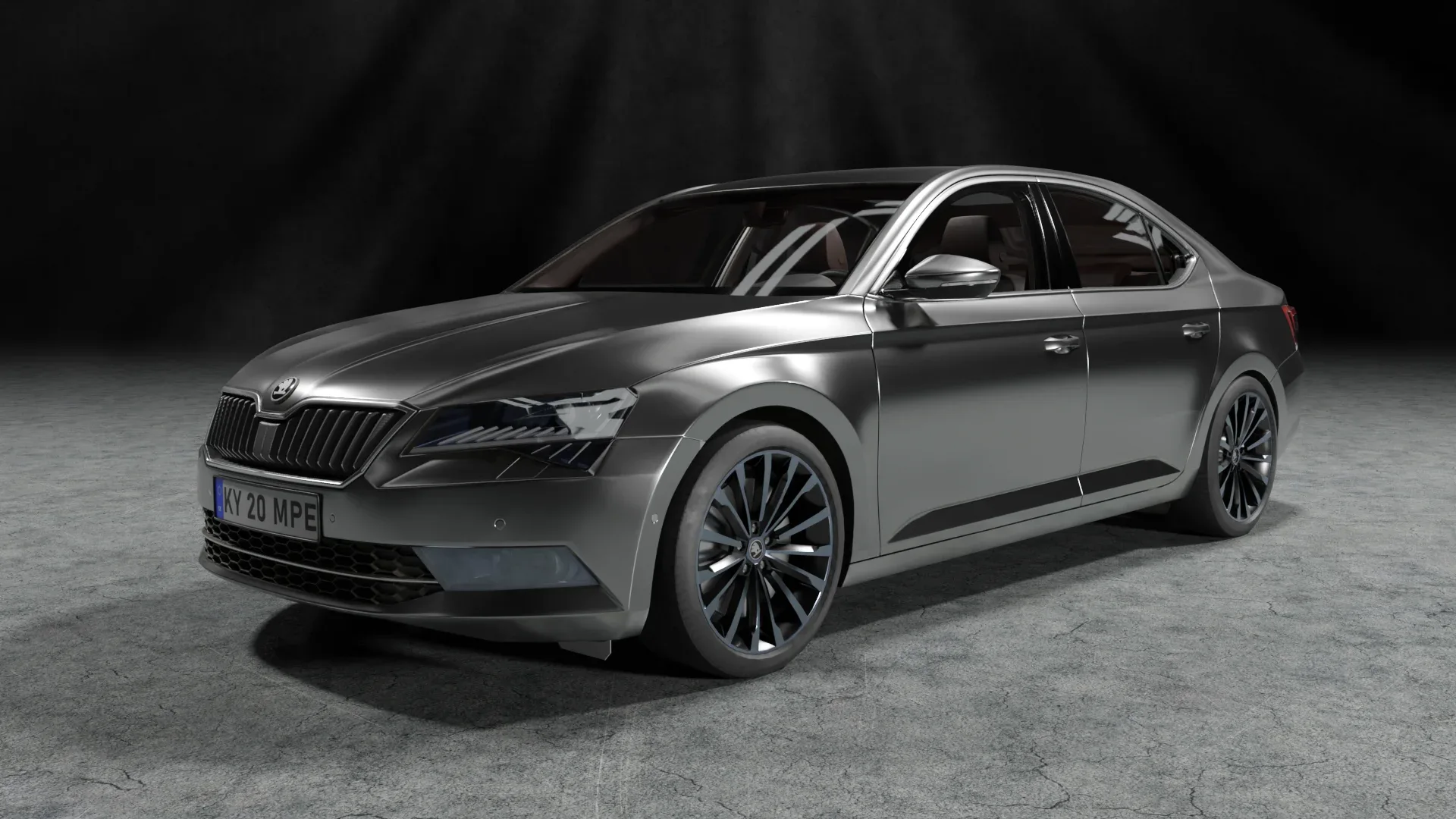 3D gray car skoda superb