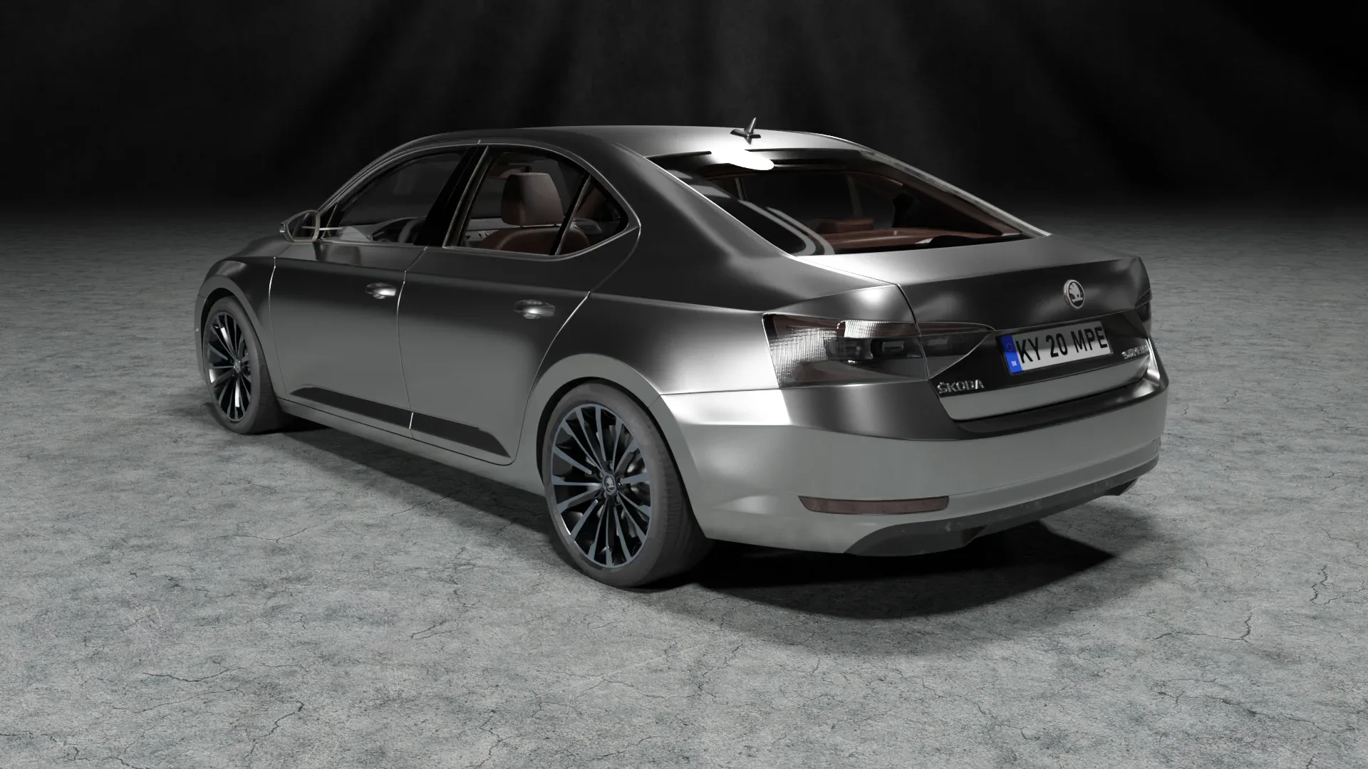 3D gray car skoda superb