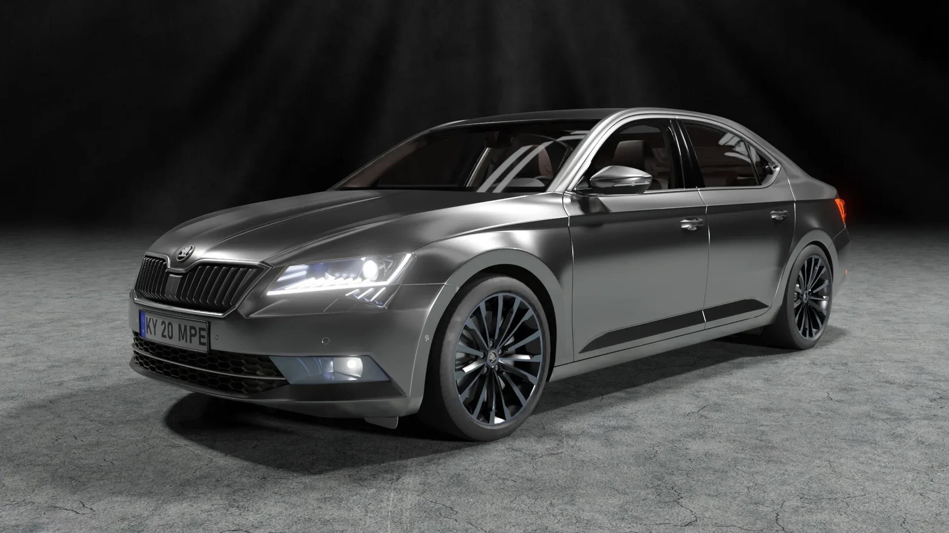 3D gray car skoda superb