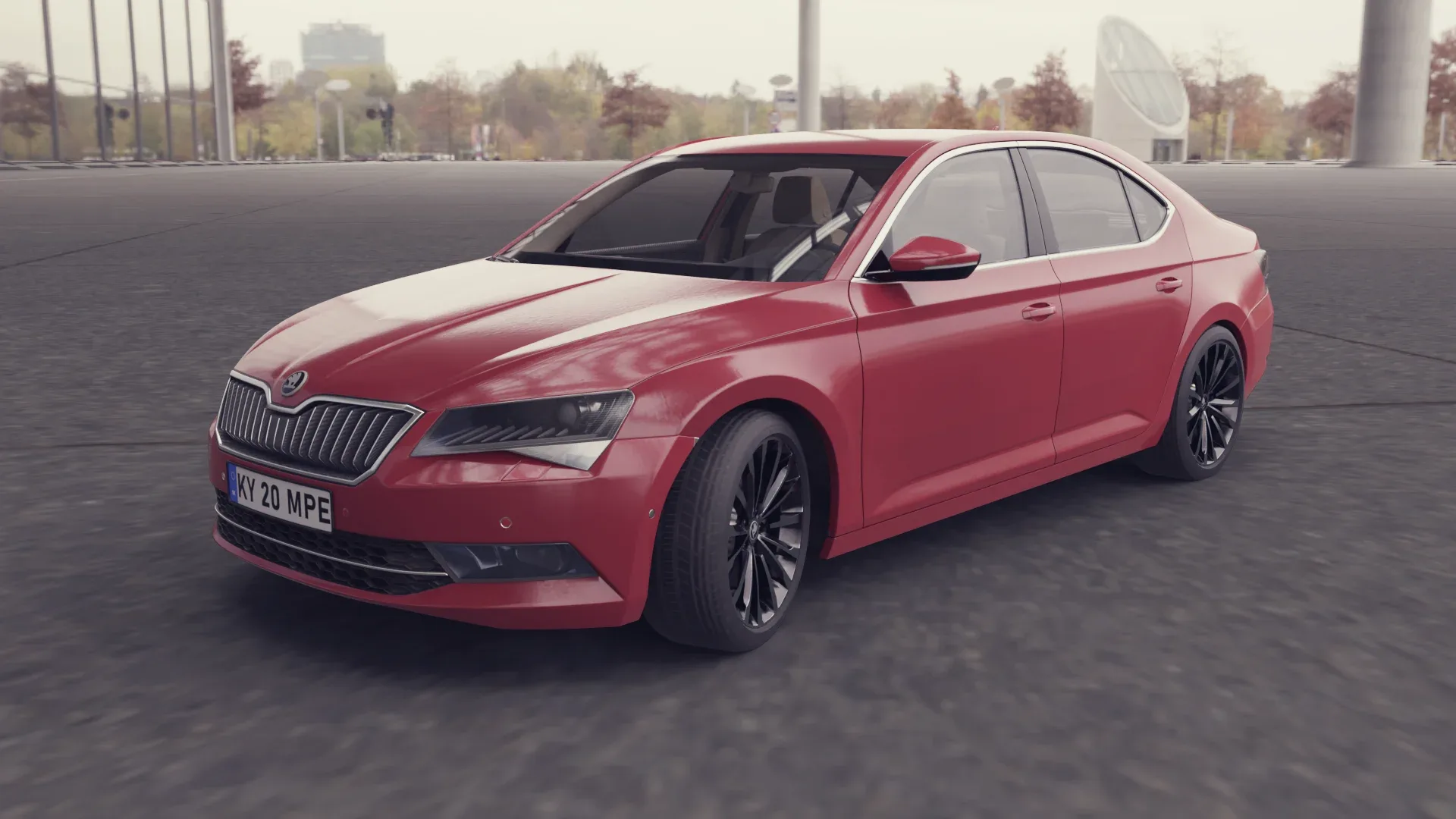 3D red car skoda superb