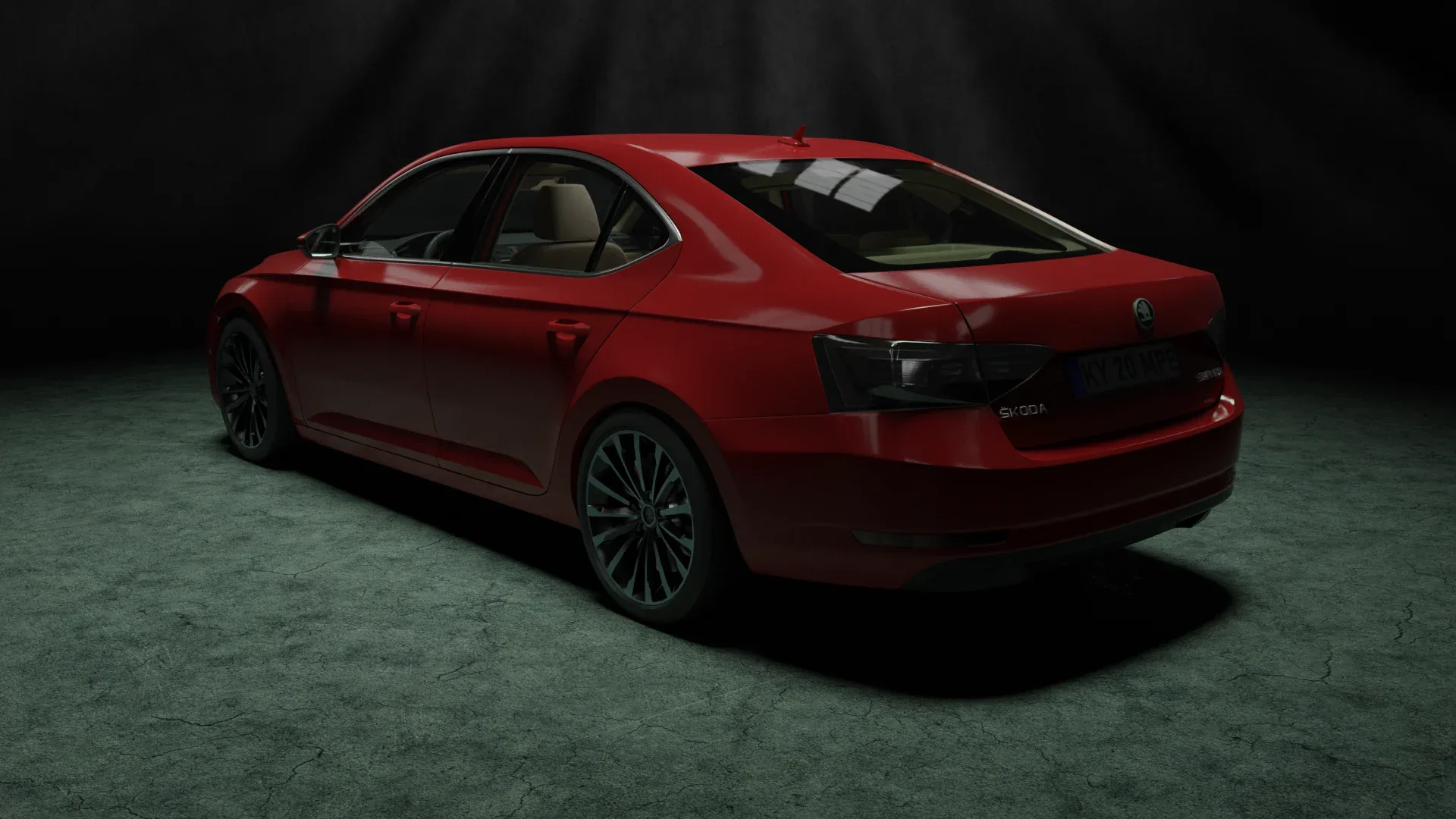 3D red car skoda superb