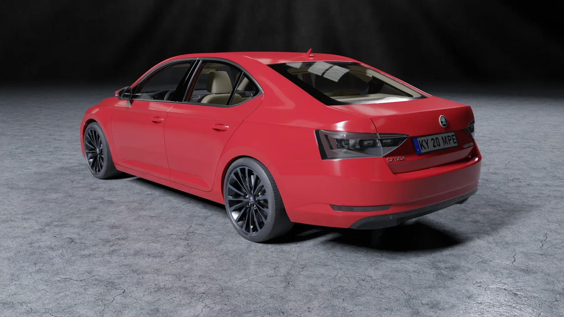 3D red car skoda superb