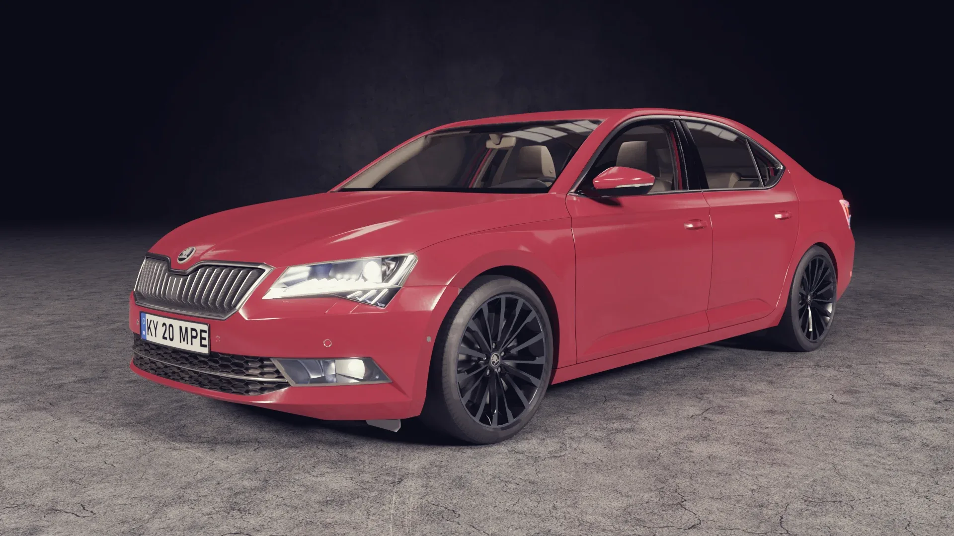 3D red car skoda superb