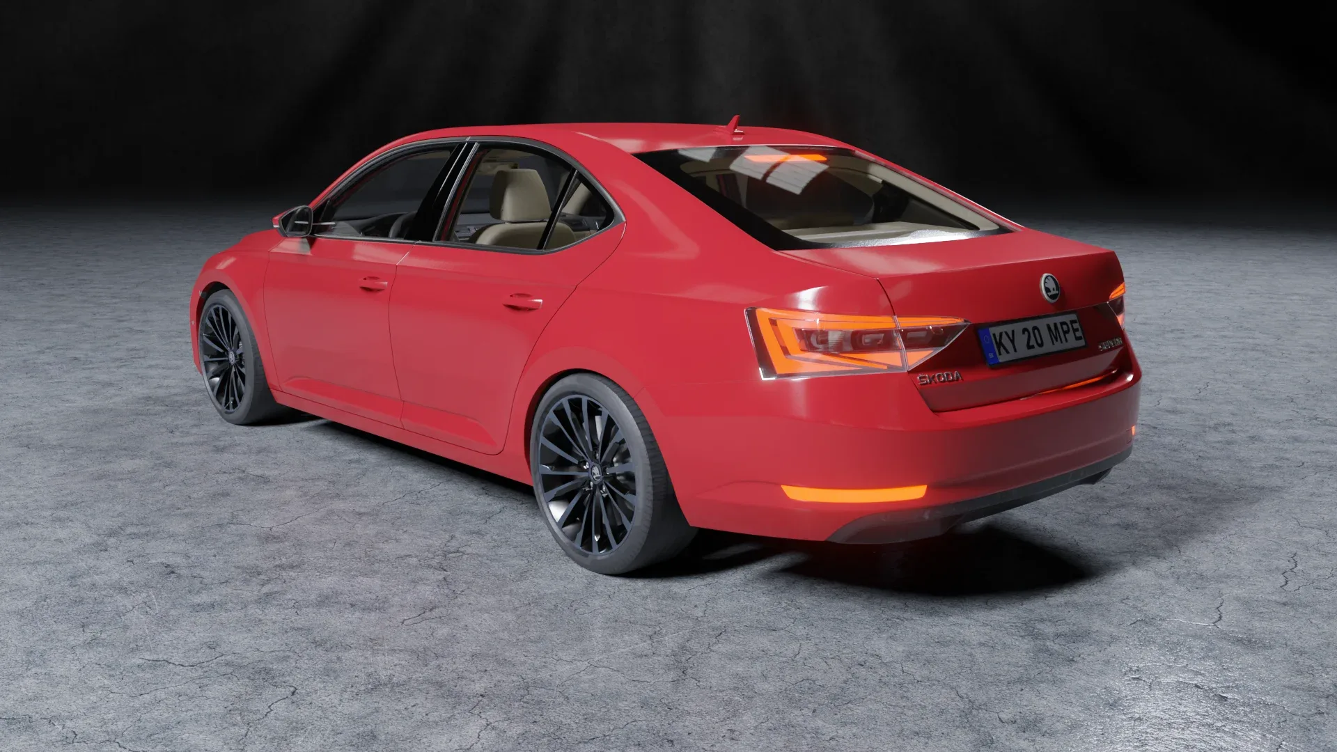 3D red car skoda superb