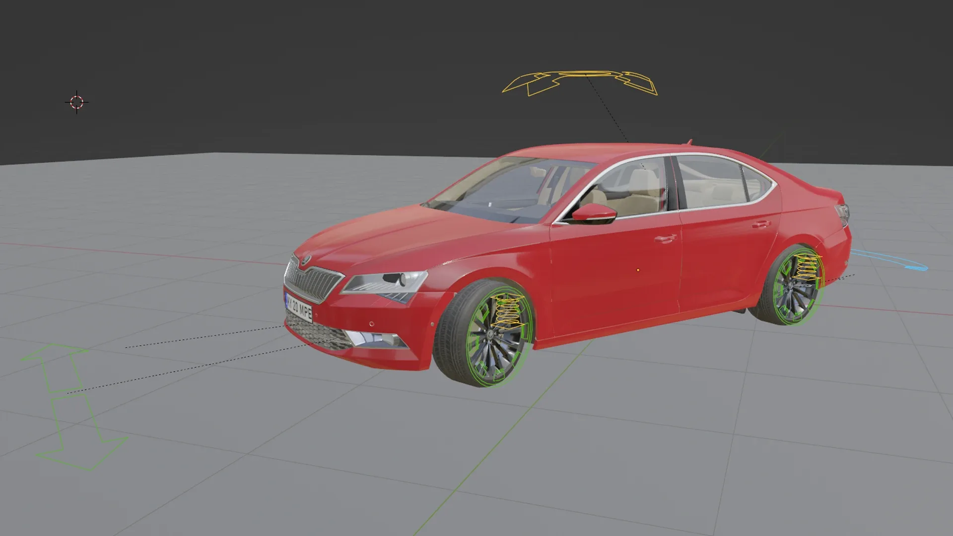 3D red car skoda superb