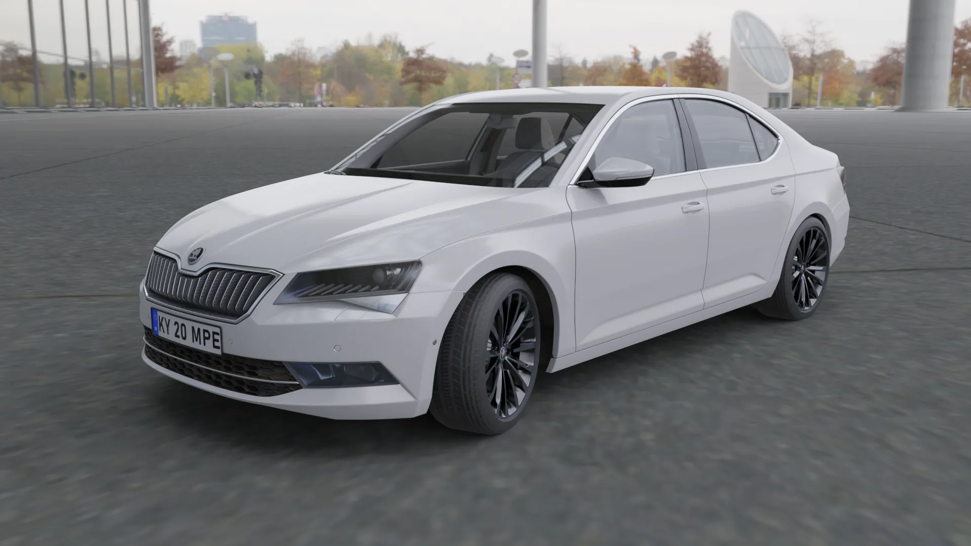 3D white car skoda superb model