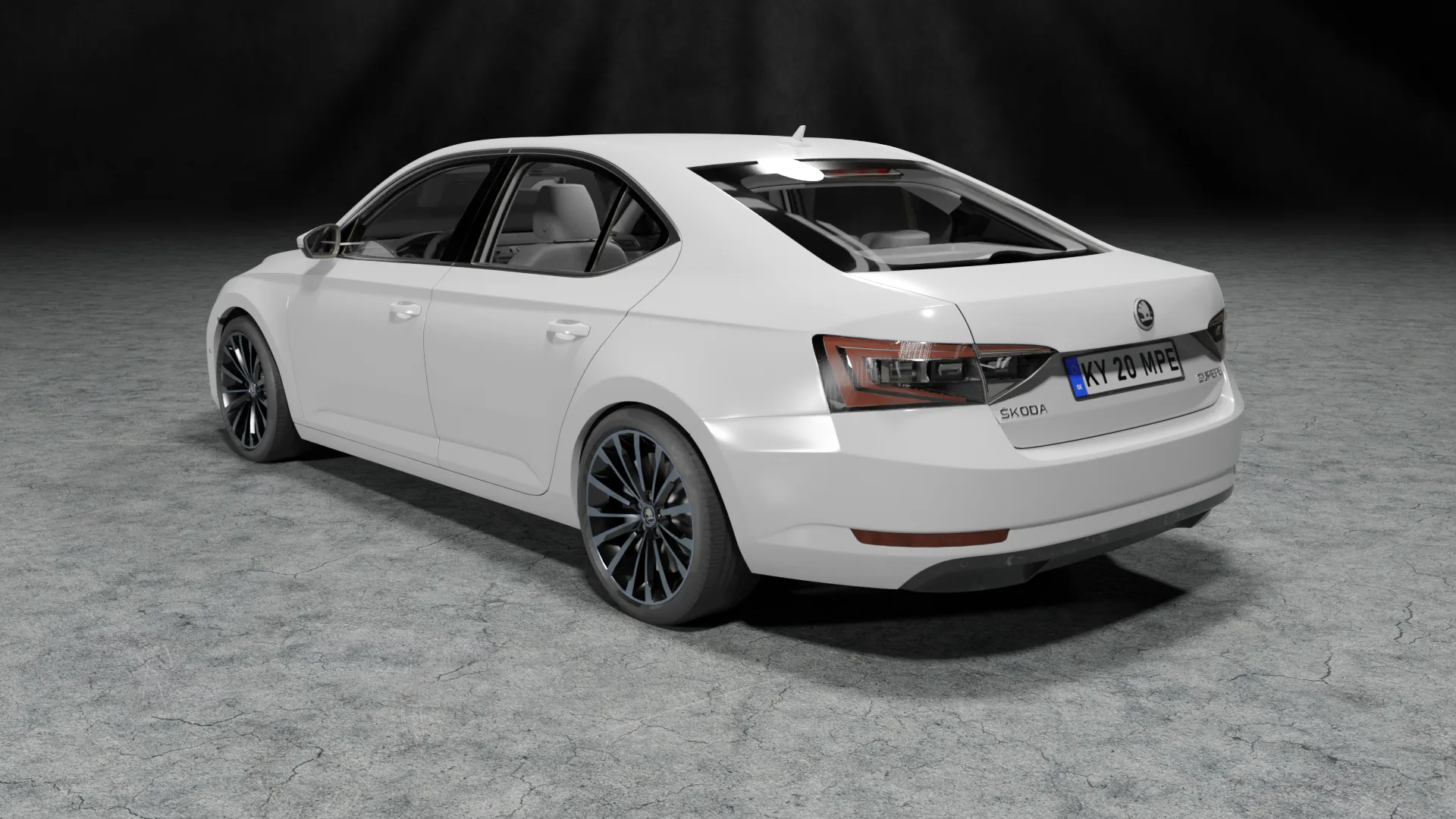 3D white car skoda superb model