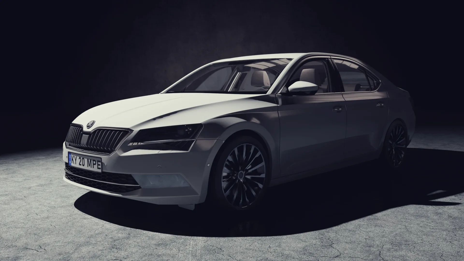 3D white car skoda superb model