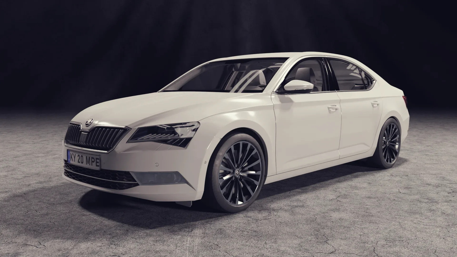 3D white car skoda superb model