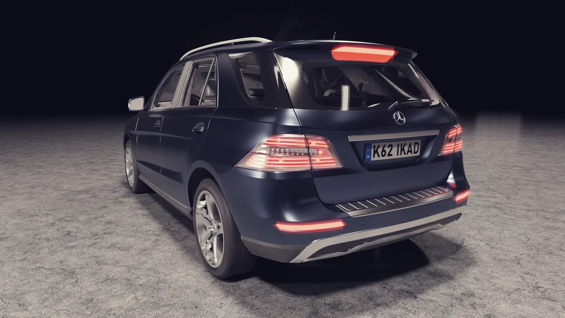 3D Blue car mercedes benz mL