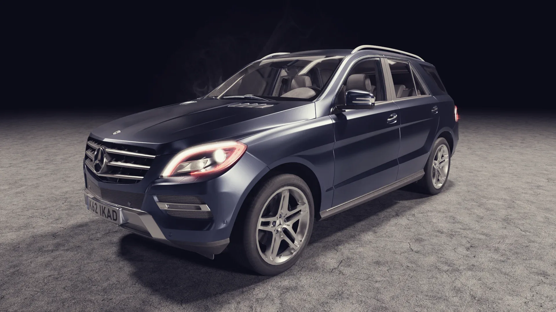 3D Blue car mercedes benz mL