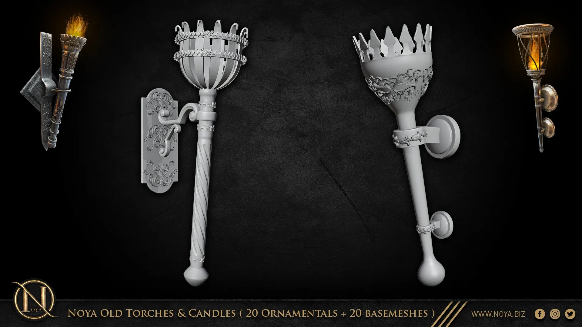 Noya Old Torches & Candles ( 20 Ornamentals + 20 Basemeshes )