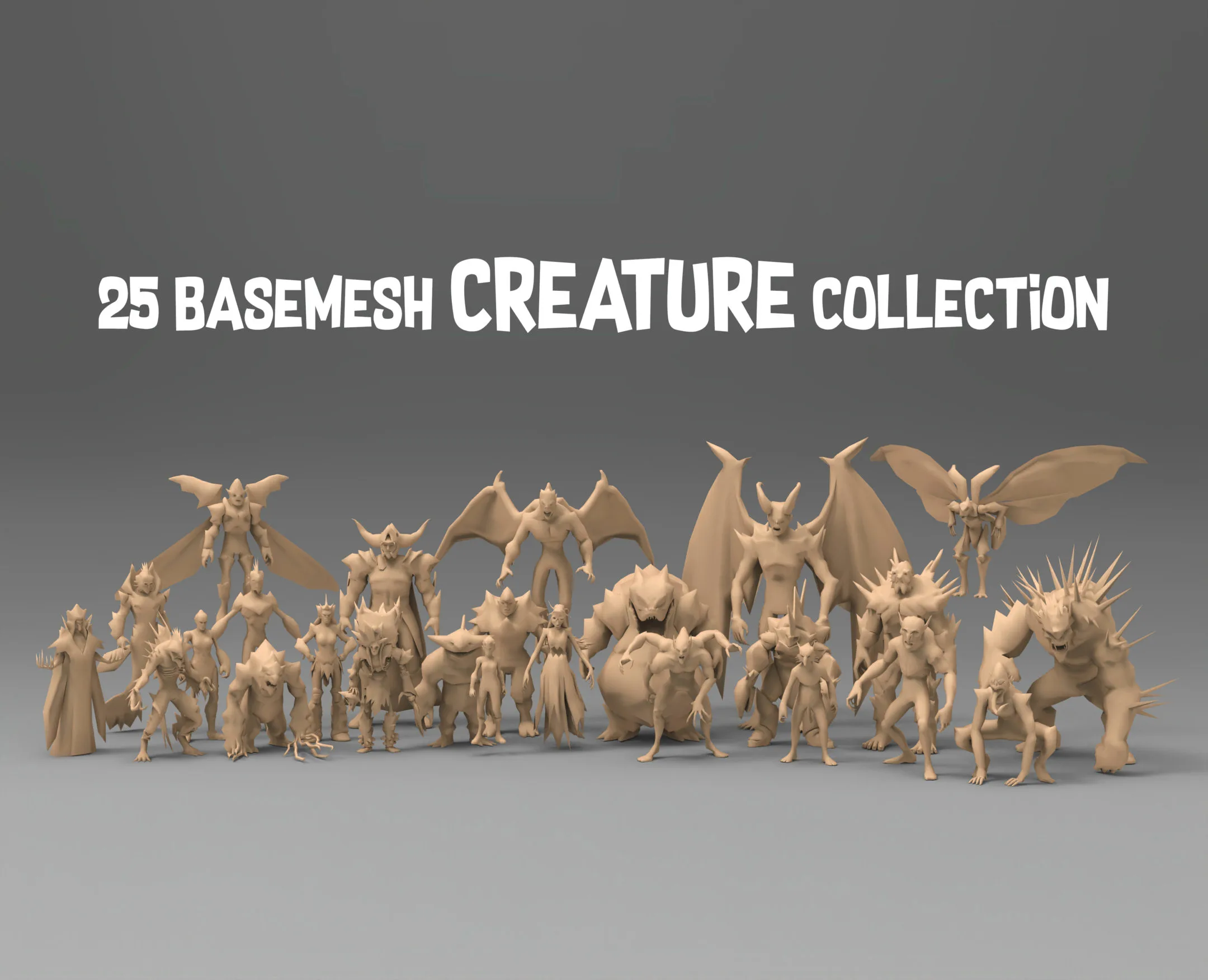 25 Basemesh creature collection