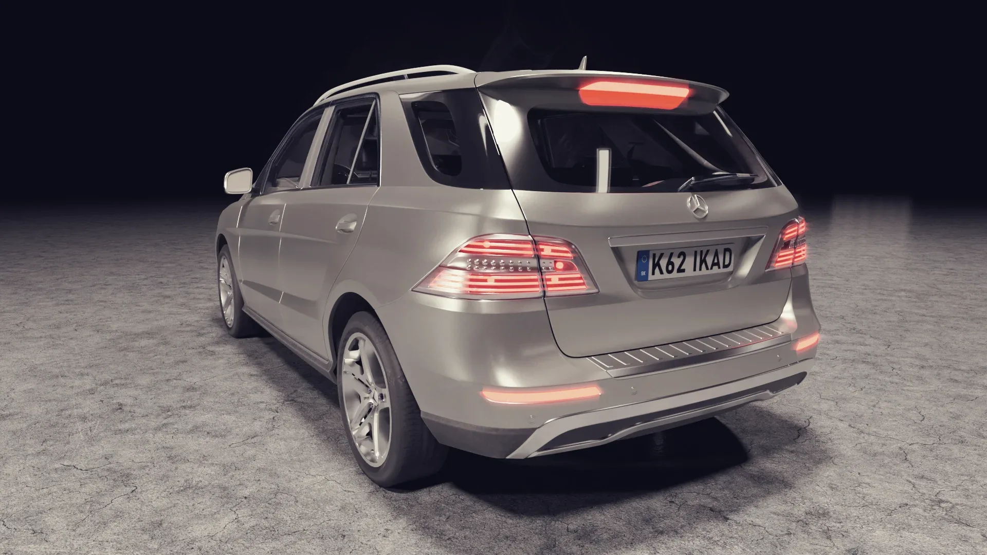 3D model of gray car mercedes benz ml