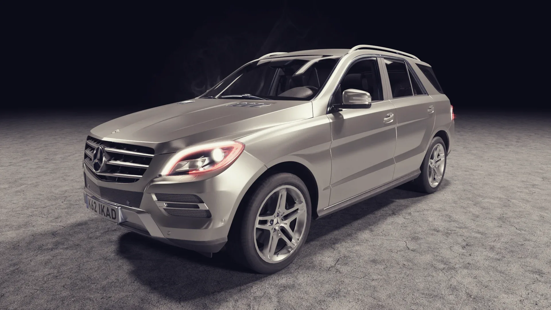 3D model of gray car mercedes benz ml