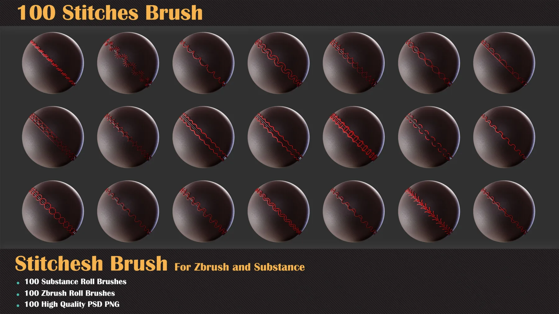 100 Stitches Brush - Substance and Zbrush