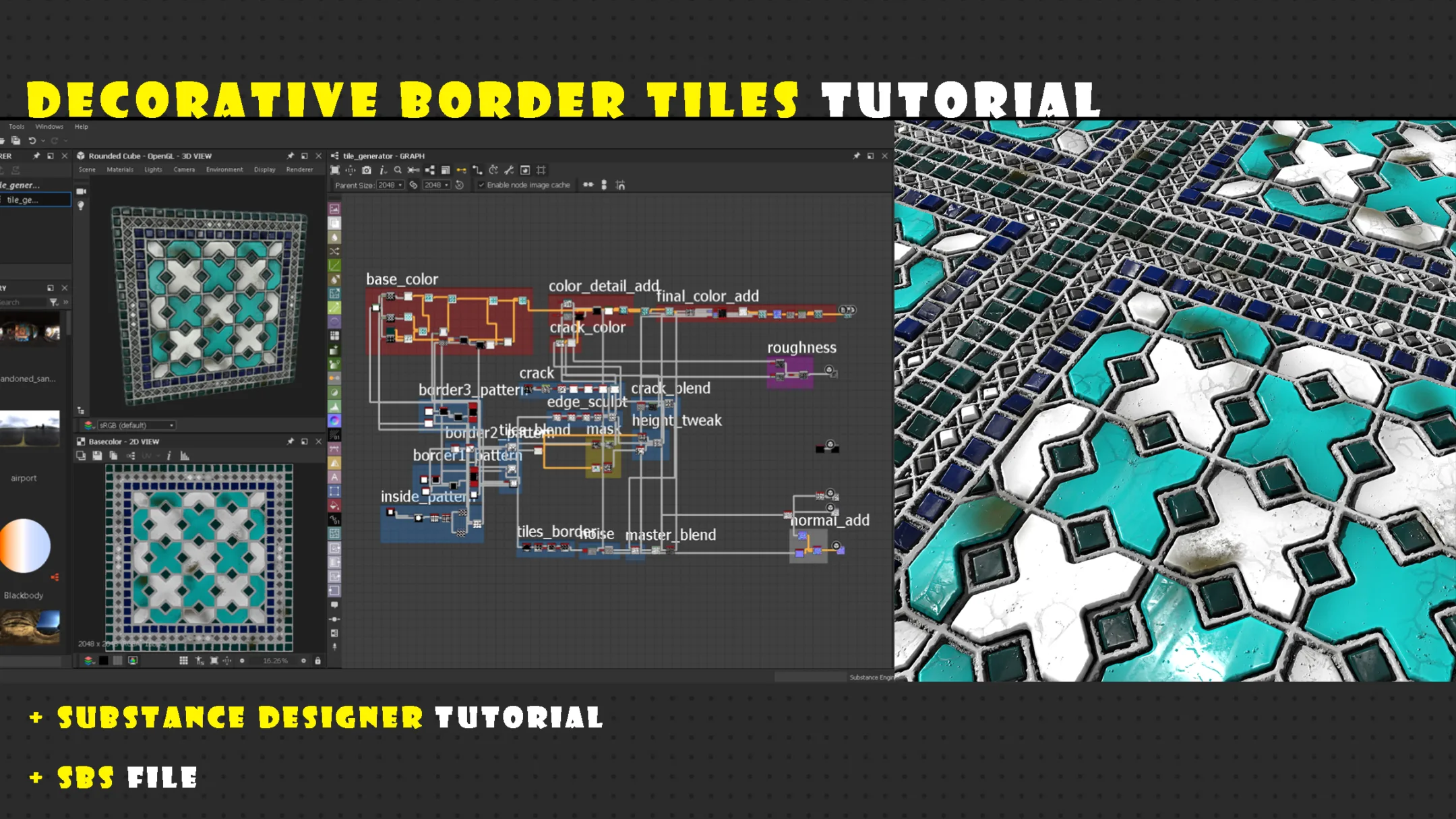 Decorative border tiles - Substance 3D Designer