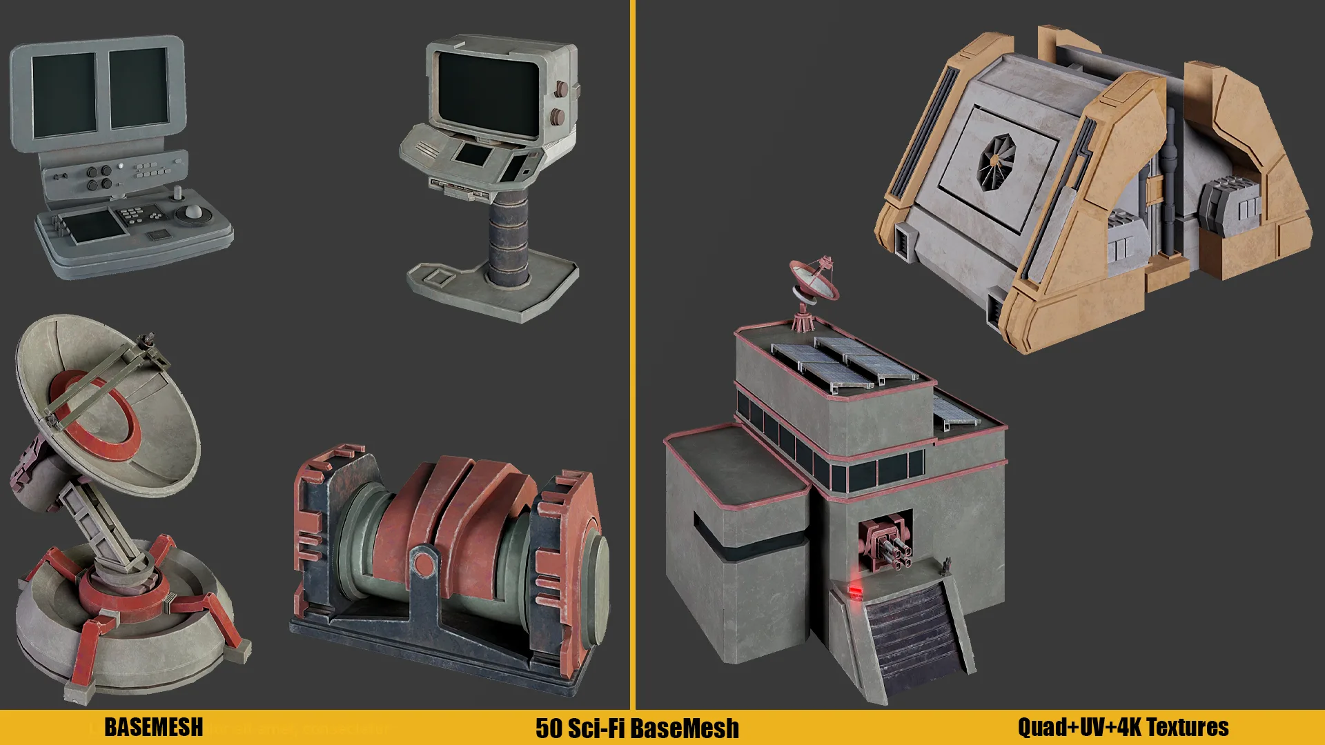 BASEMESH : Sci-Fi Assets ( Texture+ UV ) VOl 3