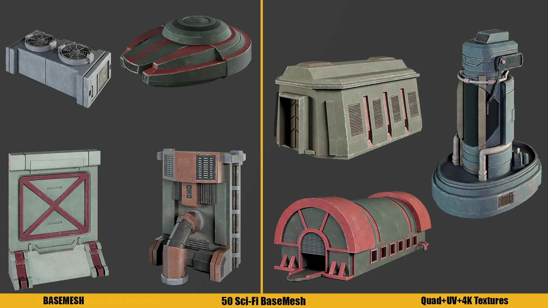 BASEMESH : Sci-Fi Assets ( Texture+ UV ) VOl 3