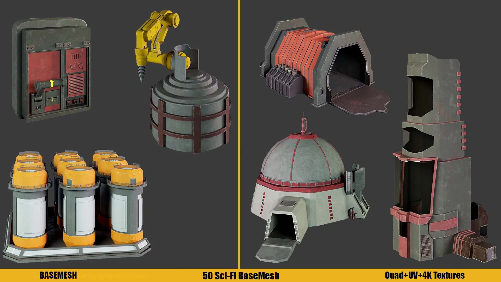 BASEMESH : Sci-Fi Assets ( Texture+ UV ) VOl 3