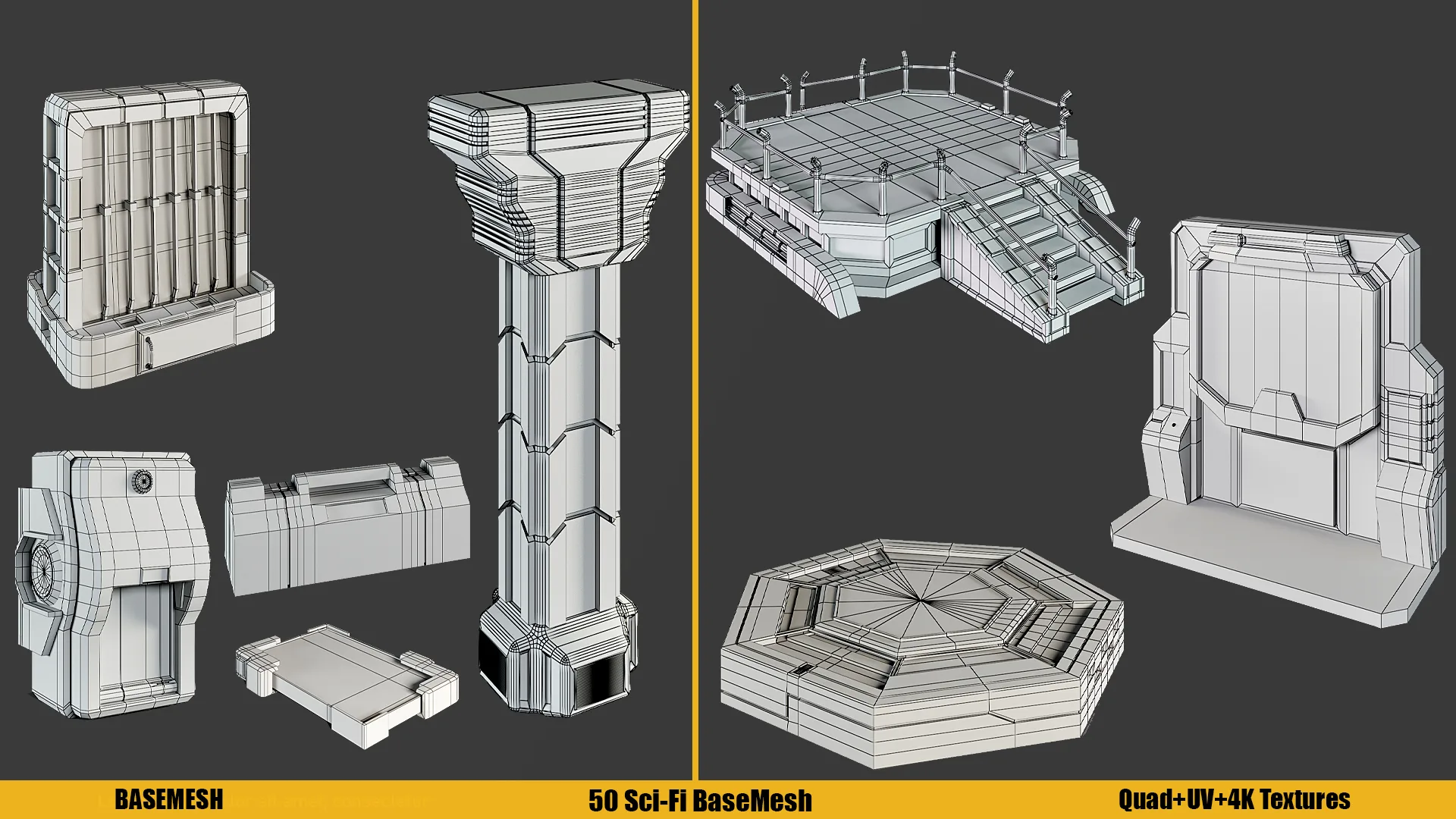 BASEMESH : Sci-Fi Assets ( Texture+ UV ) VOl 3