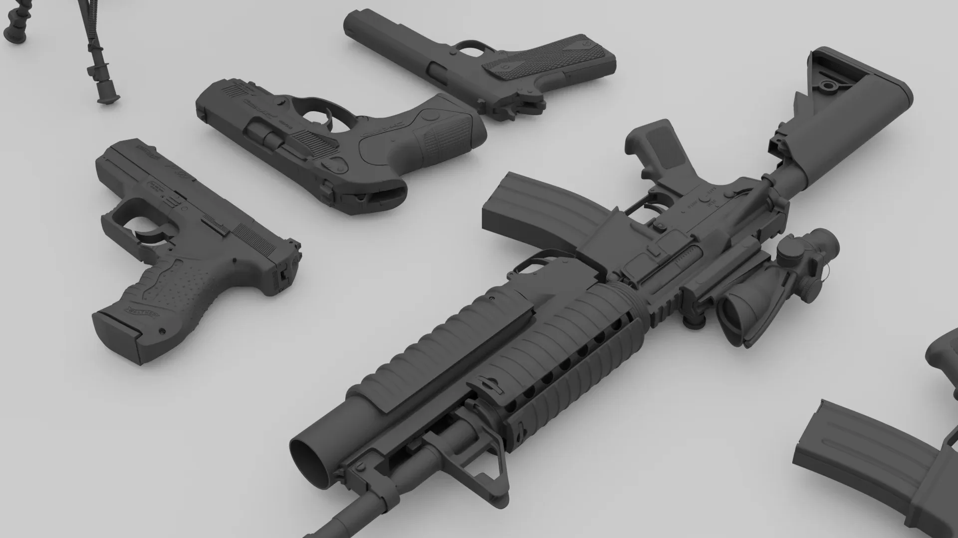 3D Gun Kitbash Game Ready Vol.01